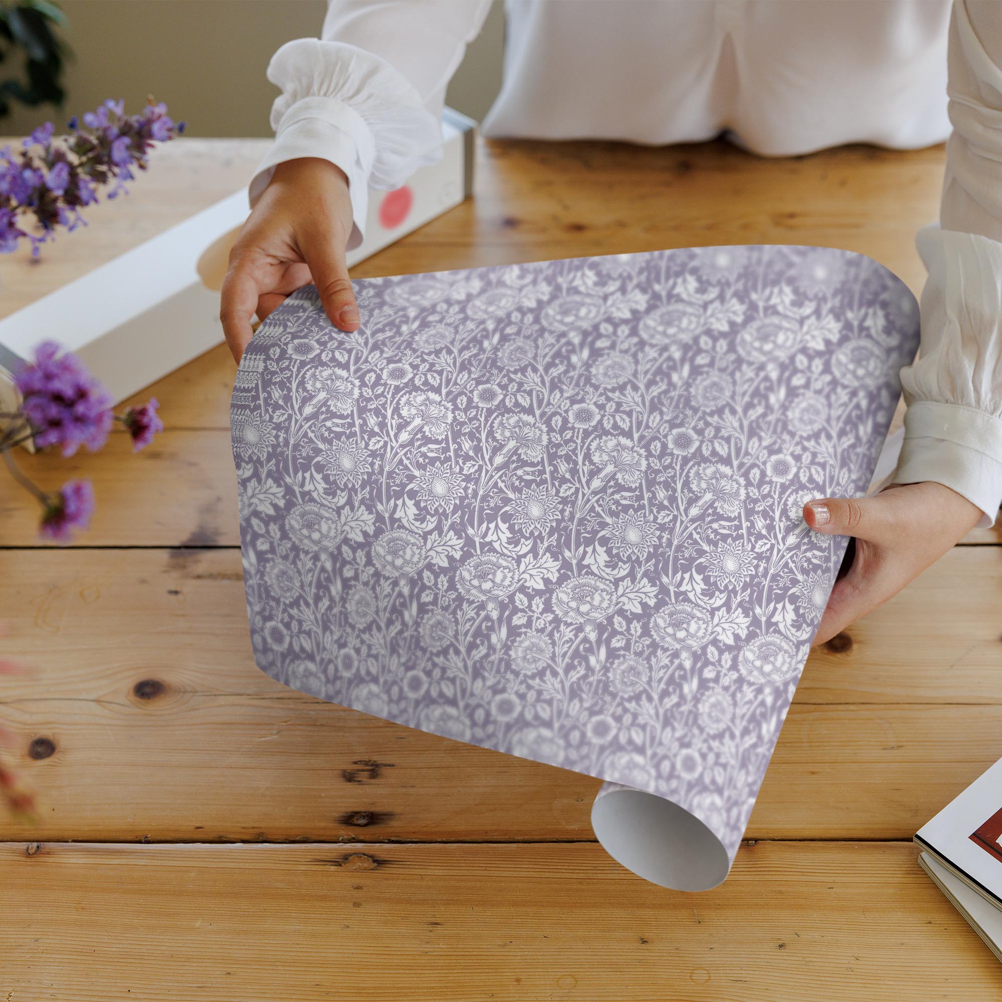 LILAC fragrance SCENTED Drawer Liners in PURPLE William Morris Design