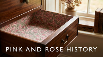A beautiful mahogany drawer lined with the William Morris Pink and Rose scented liner.