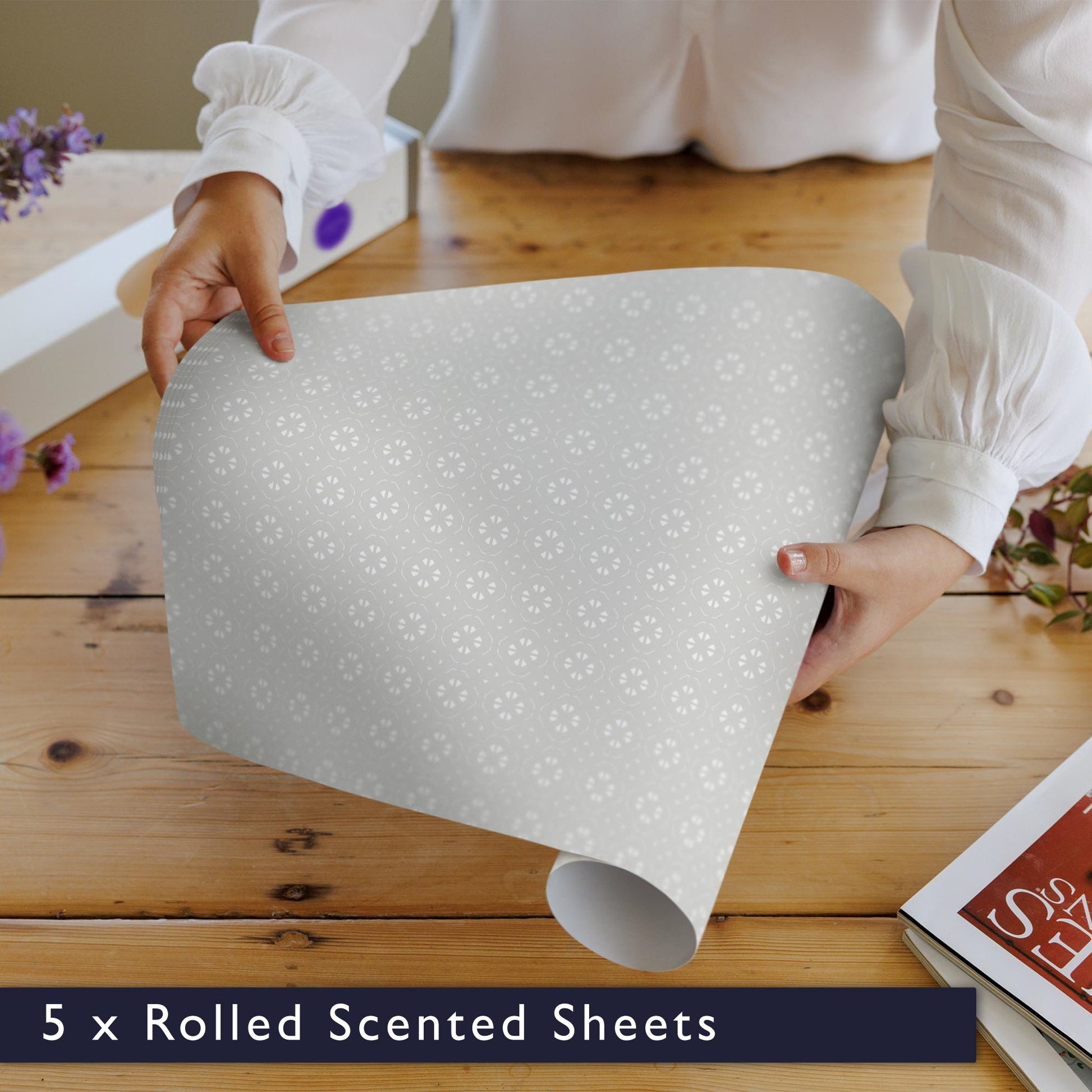 LAVENDER & NEEM OIL Scented Drawer Liners in SOFT GREY - Scented Drawer Liners - The Master Herbalist