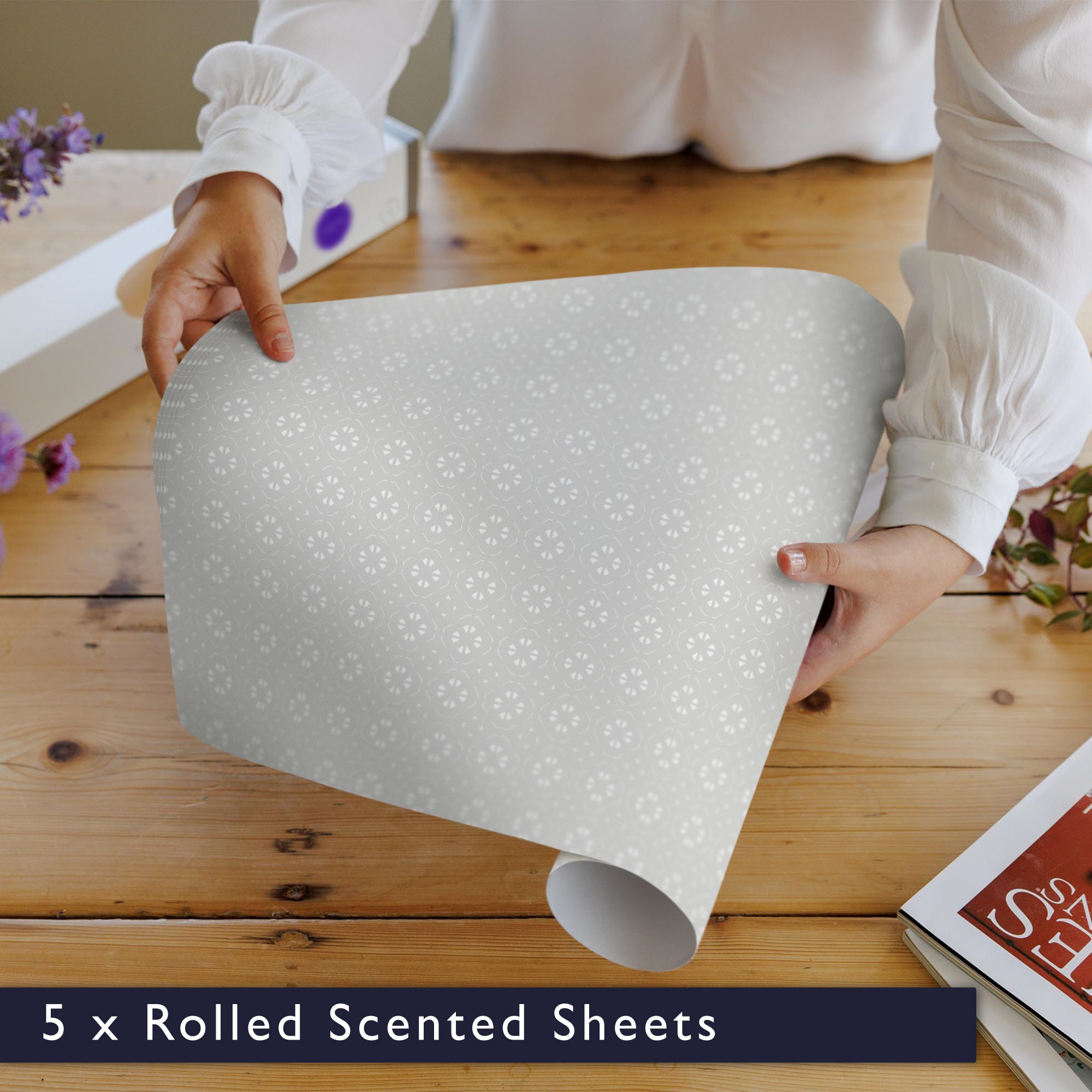 LAVENDER & NEEM OIL Scented Drawer Liners in SOFT GREY