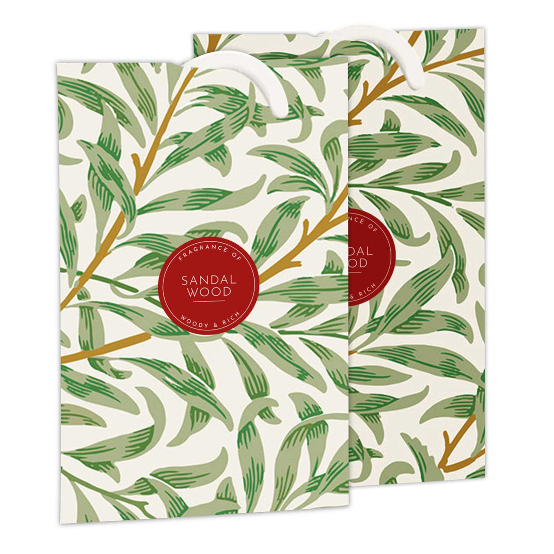 SANDALWOOD Scented Wardrobe Freshener in a WILLIAM MORRIS Inspired WILLOW Design | Contains Essential Oils | PACK OF 2 | Made in the UK. - Wardrobe Freshener - The Master Herbalist