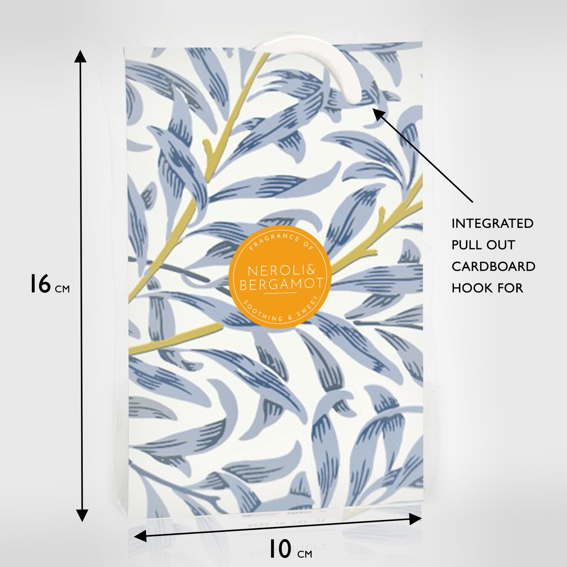 NEROLI & BERGAMOT Scented Wardrobe Freshener in a WILLIAM MORRIS Inspired WILLOW Design | Contains Essential Oils | PACK OF 2 | Made in the UK. - Wardrobe Freshener - The Master Herbalist