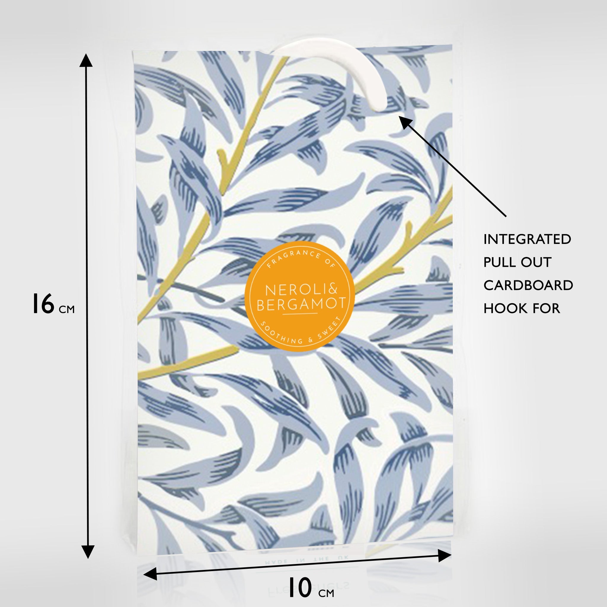 NEROLI & BERGAMOT Scented Wardrobe Freshener in a WILLIAM MORRIS Inspired WILLOW Design | Contains Essential Oils | PACK OF 2 | Made in the UK. - Wardrobe Freshener - The Master Herbalist