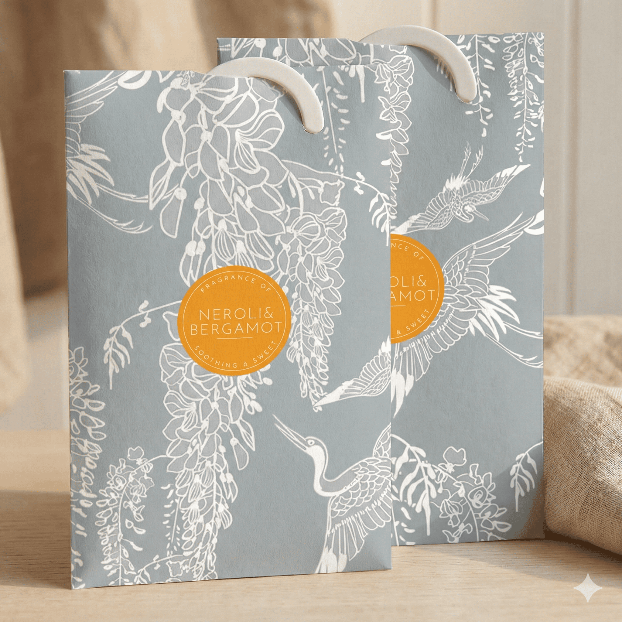 The Master Herbalist NEROLI & BERGAMOT Scented Wardrobe Freshener in a CLASSICAL HERON Pattern - Wardrobe Freshener - The Master Herbalist