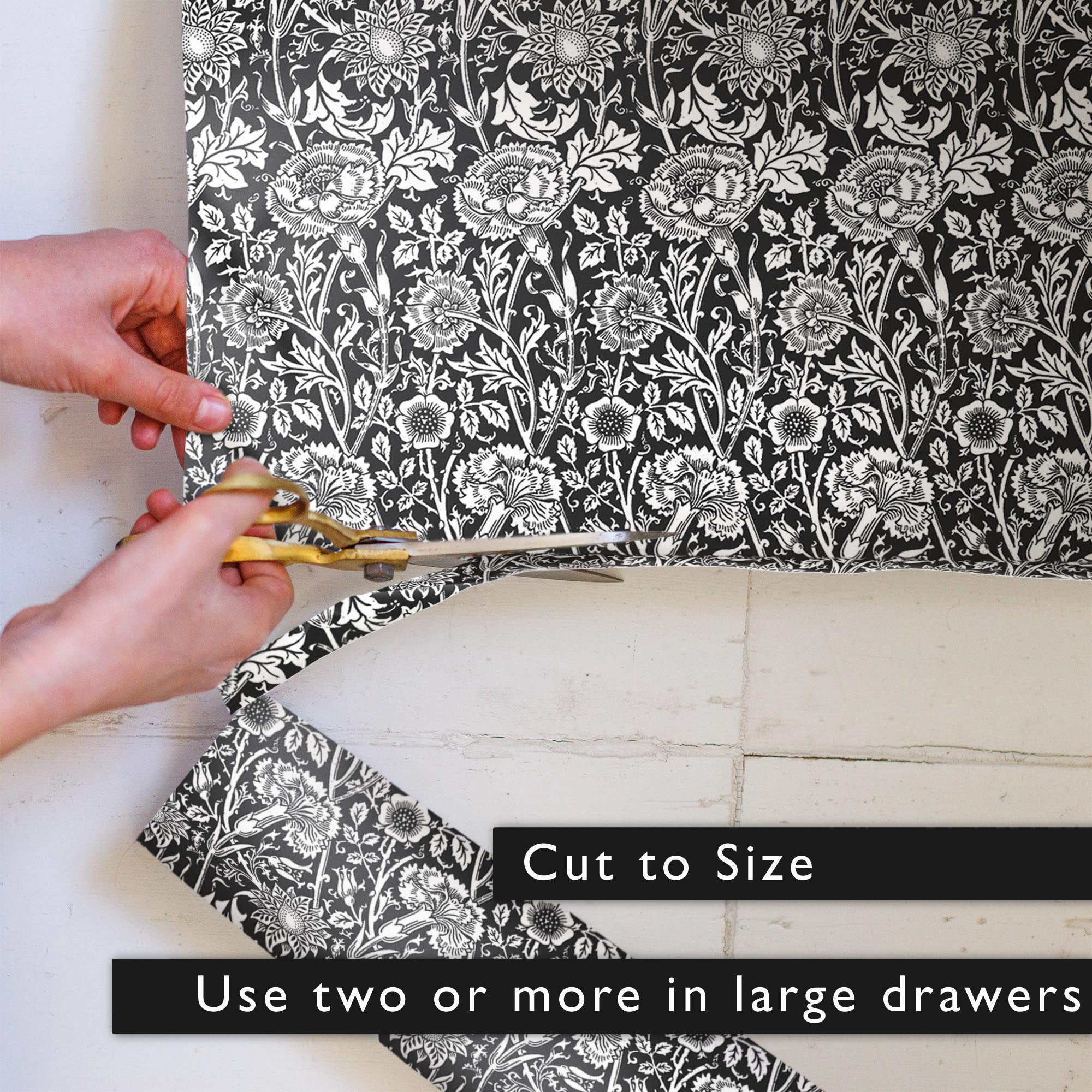 SANDALWOOD SCENTED Drawer Liners in BLACK William Morris Design - Scented Drawer Liners - The Master Herbalist