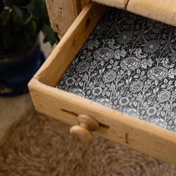 SANDALWOOD SCENTED Drawer Liners in BLACK William Morris Design - Scented Drawer Liners - The Master Herbalist