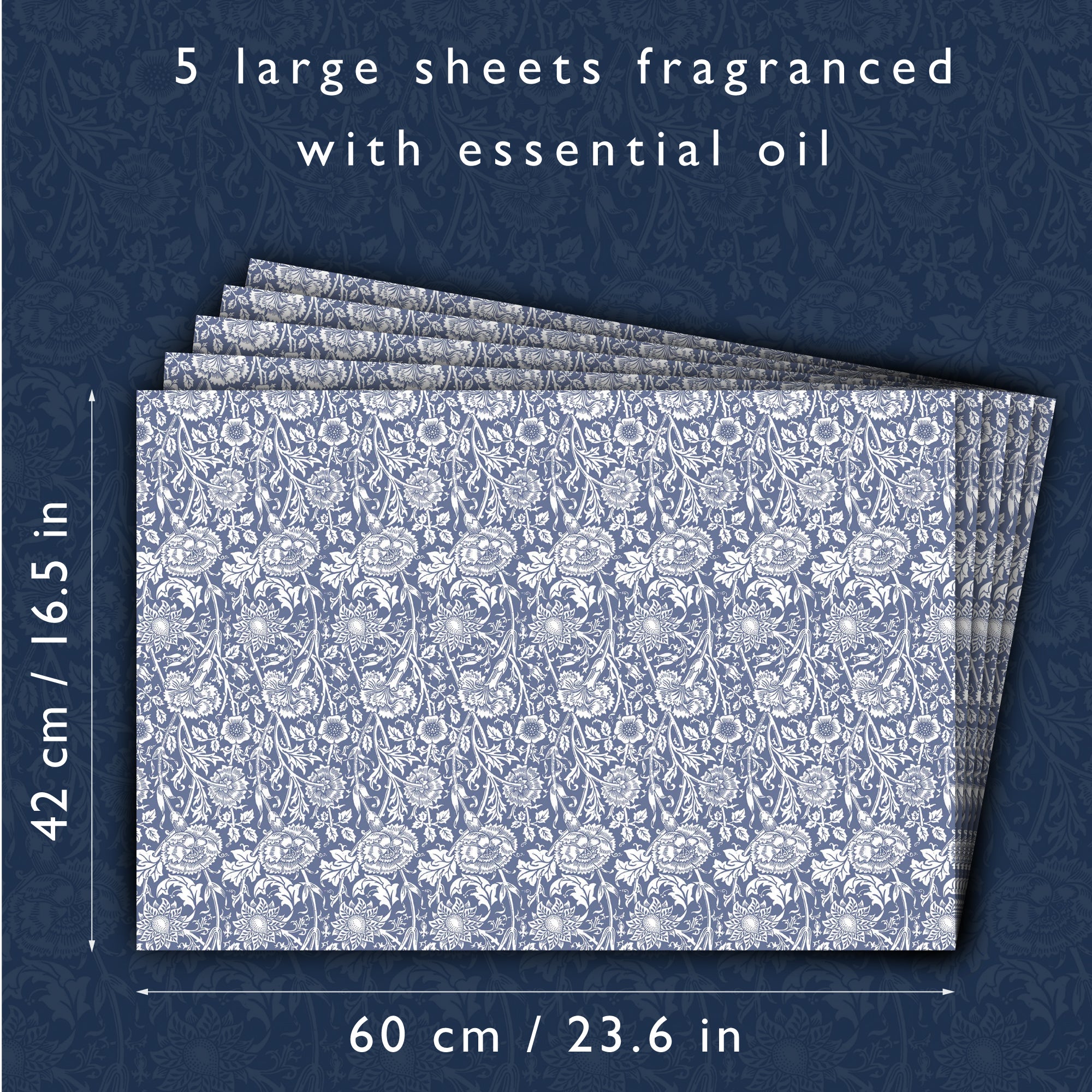 LAVENDER SCENTED Drawer Liners in BLUE William Morris Design