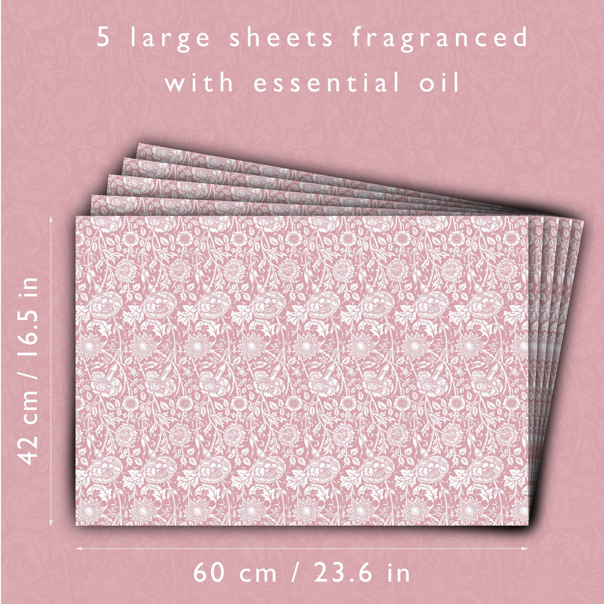 ROSE SCENTED Drawer Liners in PINK William Morris Design - Scented Drawer Liners - The Master Herbalist