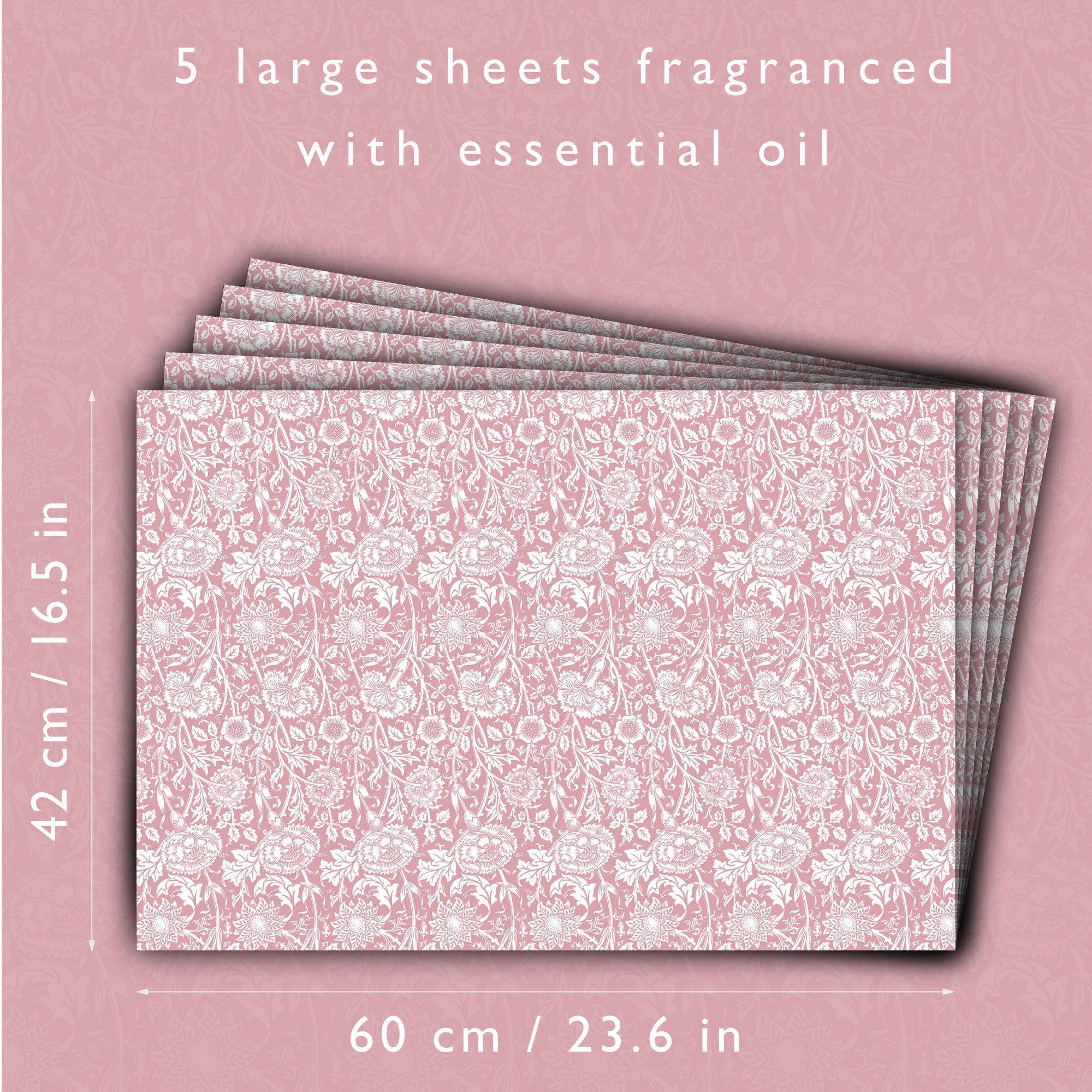 ROSE SCENTED Drawer Liners in PINK William Morris Design - Scented Drawer Liners - The Master Herbalist