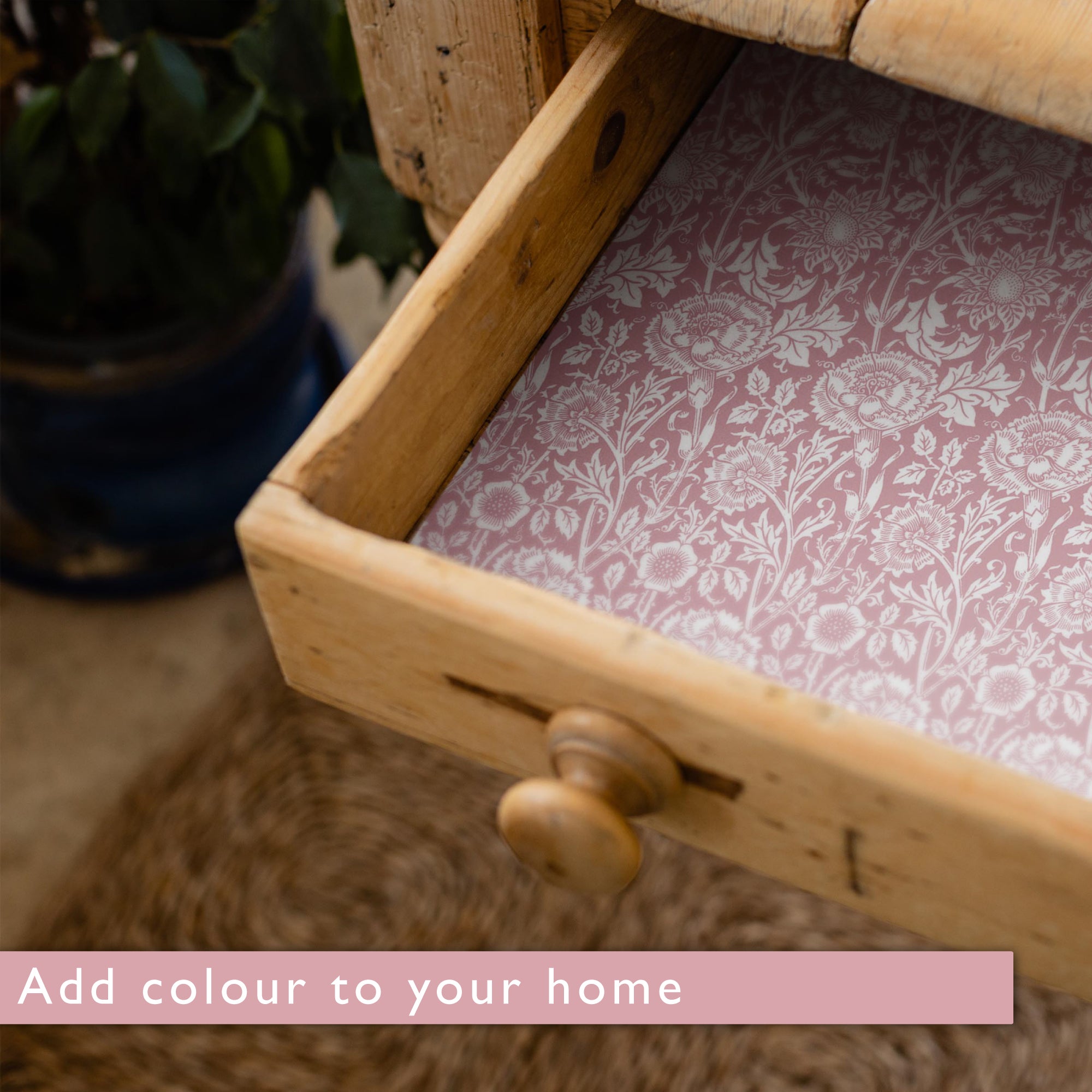 ROSE SCENTED Drawer Liners in PINK William Morris Design