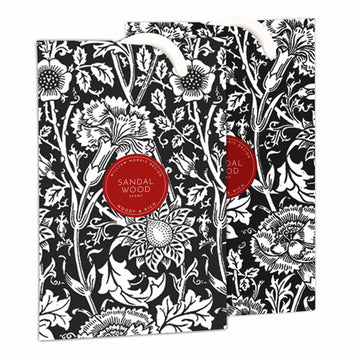 SANDALWOOD Scented Wardrobe Freshener in a WILLIAM MORRIS Design in BLACK | Pack of 2 - Wardrobe Freshener - The Master Herbalist