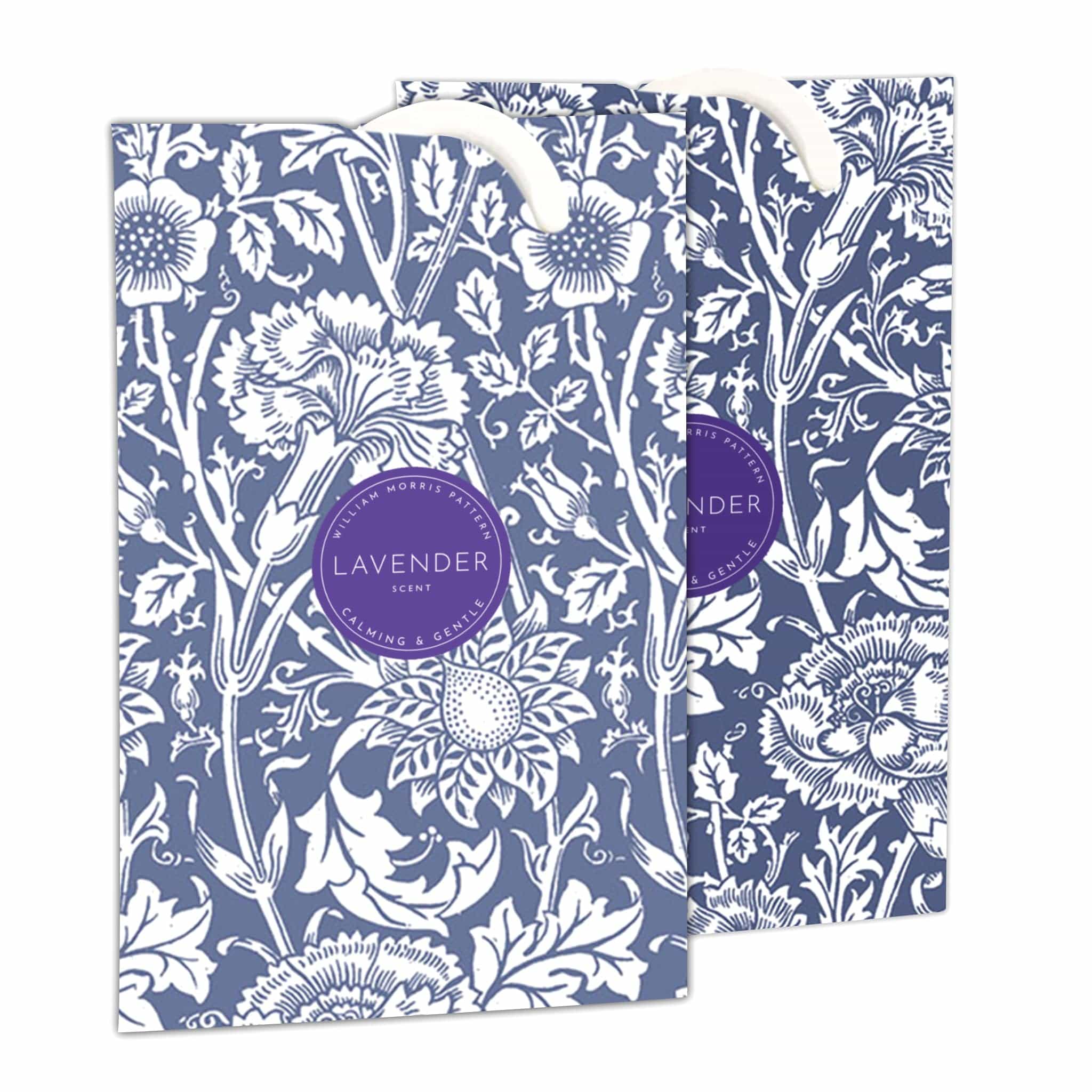 LAVENDER Scented Wardrobe Freshener in a WILLIAM MORRIS Design in BLUE | Pack of 2 - Wardrobe Freshener - The Master Herbalist