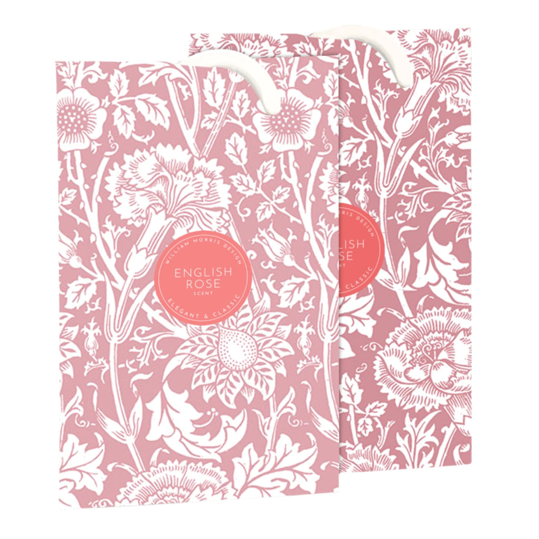 ROSE Scented Wardrobe Freshener in a WILLIAM MORRIS Design in PINK | Pack of 2 - Wardrobe Freshener - The Master Herbalist