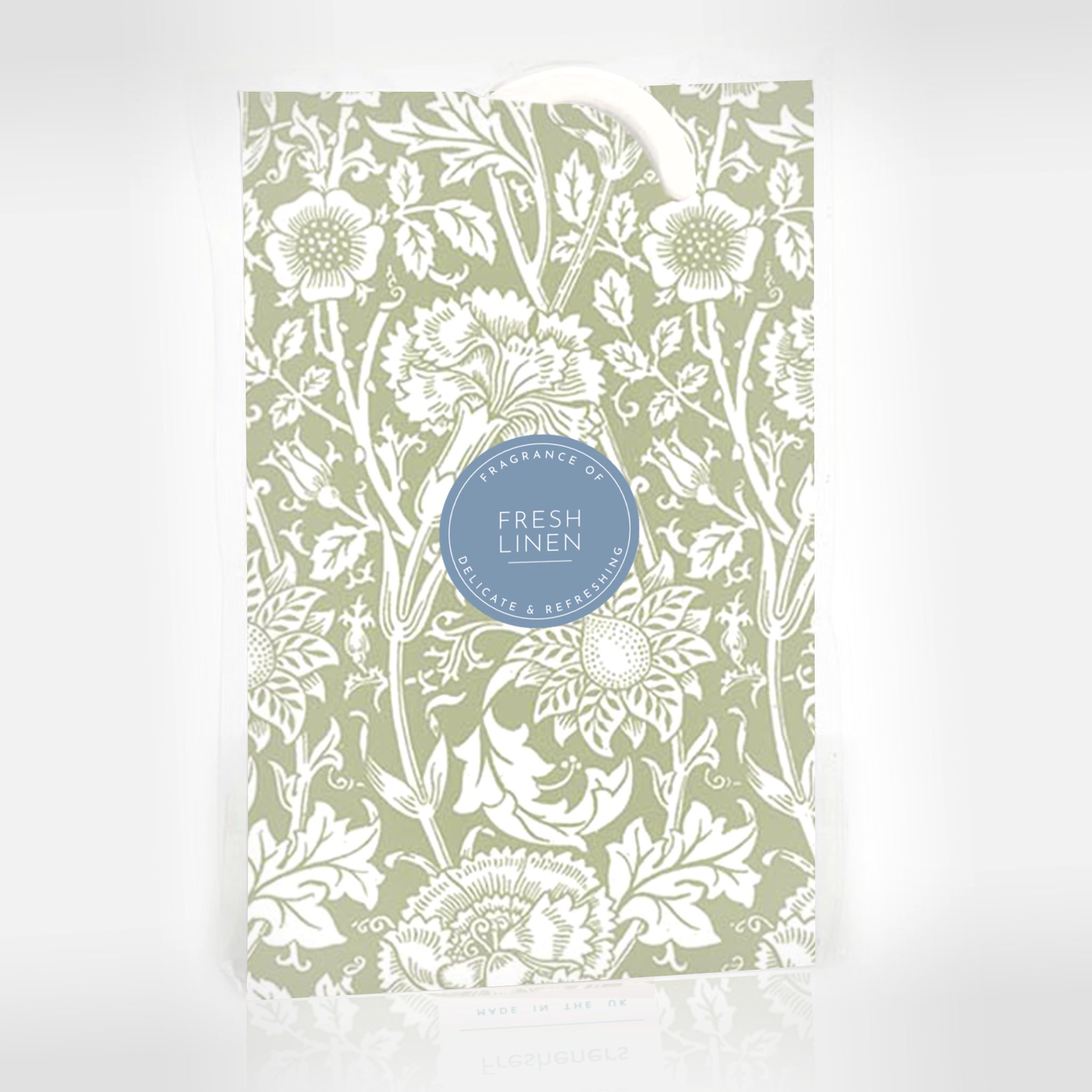 FRESH LINEN Scented Wardrobe Freshener in a WILLIAM MORRIS Design in SAGE GREEN | Pack of 2 - Wardrobe Freshener - The Master Herbalist