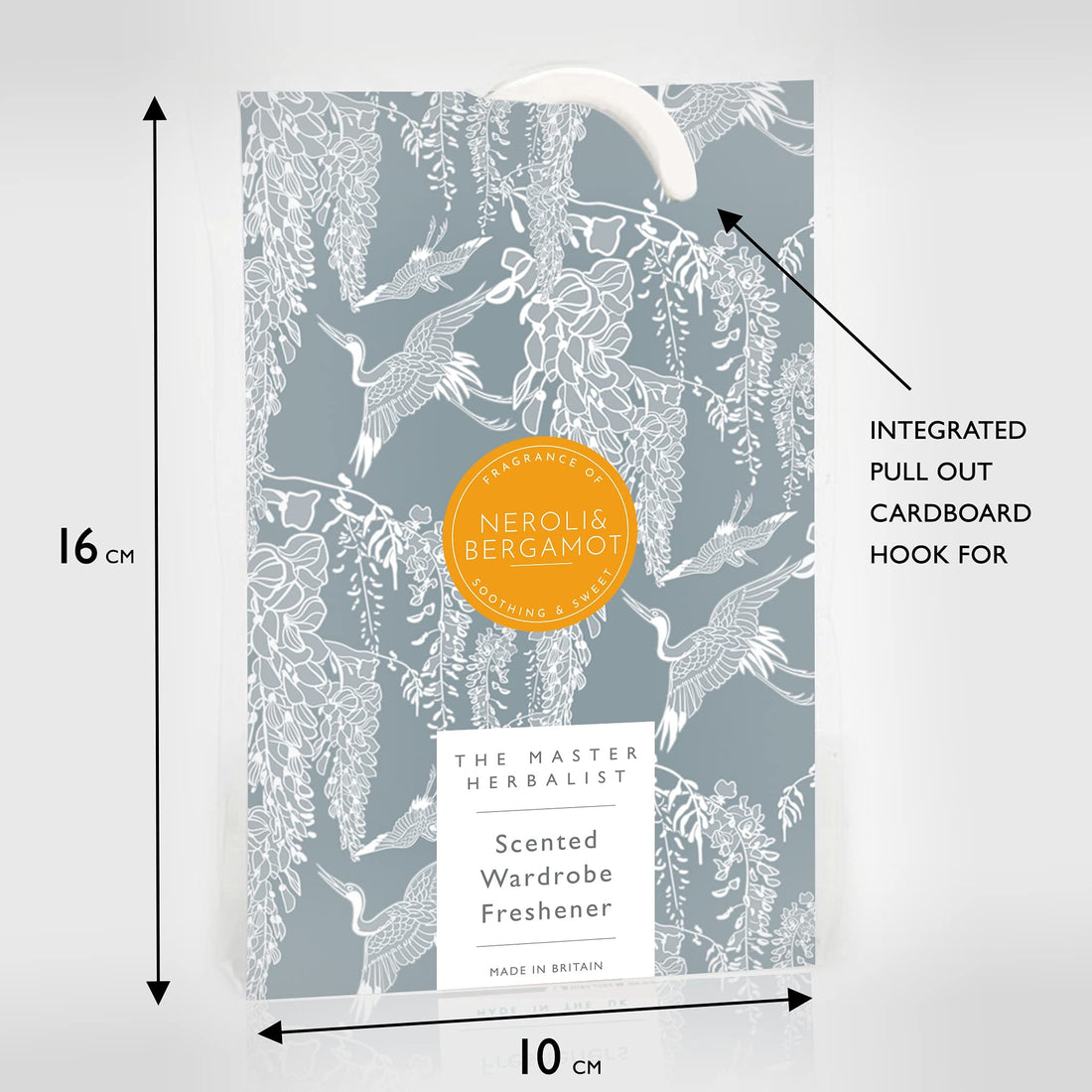 The Master Herbalist NEROLI & BERGAMOT Scented Wardrobe Freshener in a CLASSICAL HERON Pattern