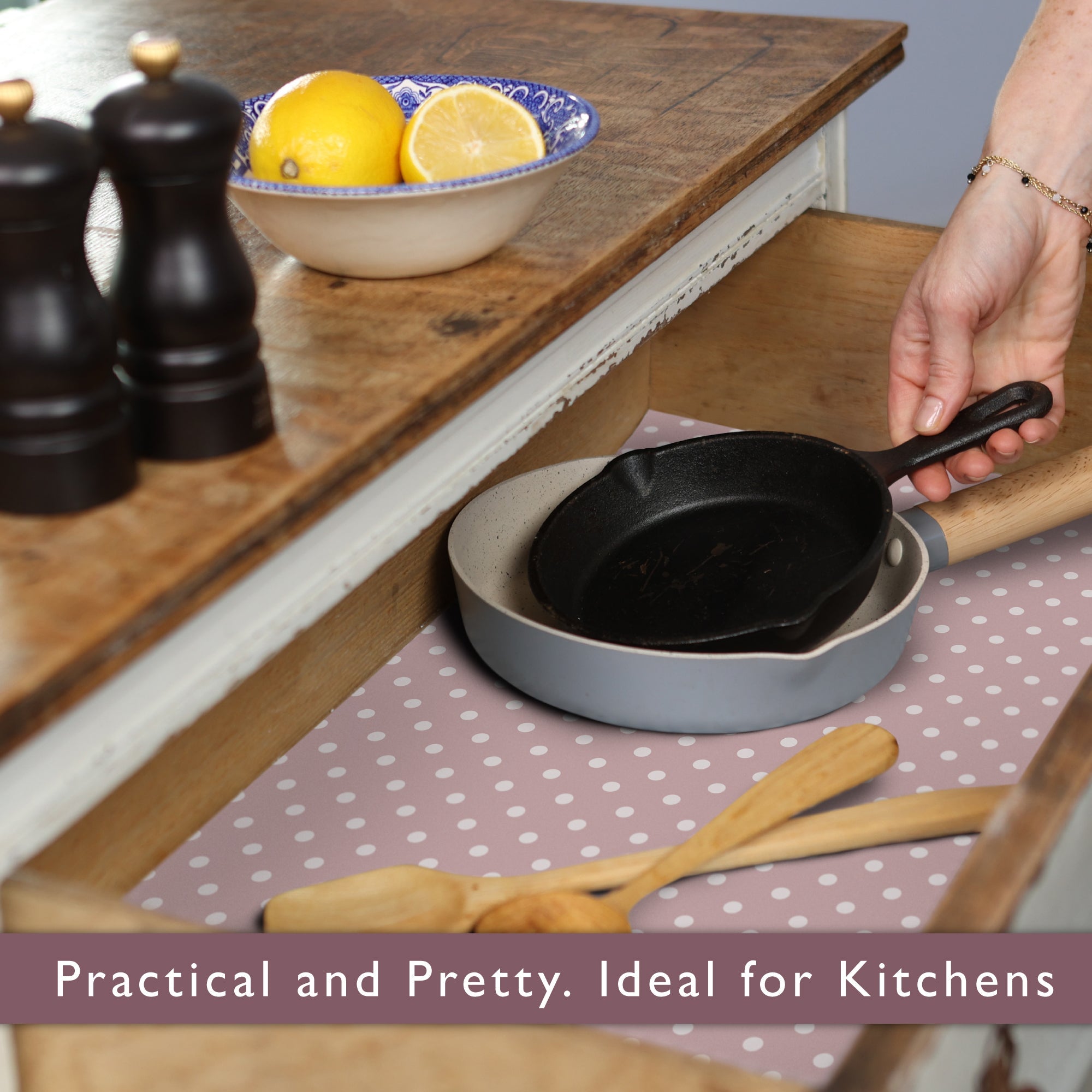 PINK POLKA DOT Wipe Clean & Unscented Drawer Liners - Wipe Clean Drawer Liners - The Master Herbalist