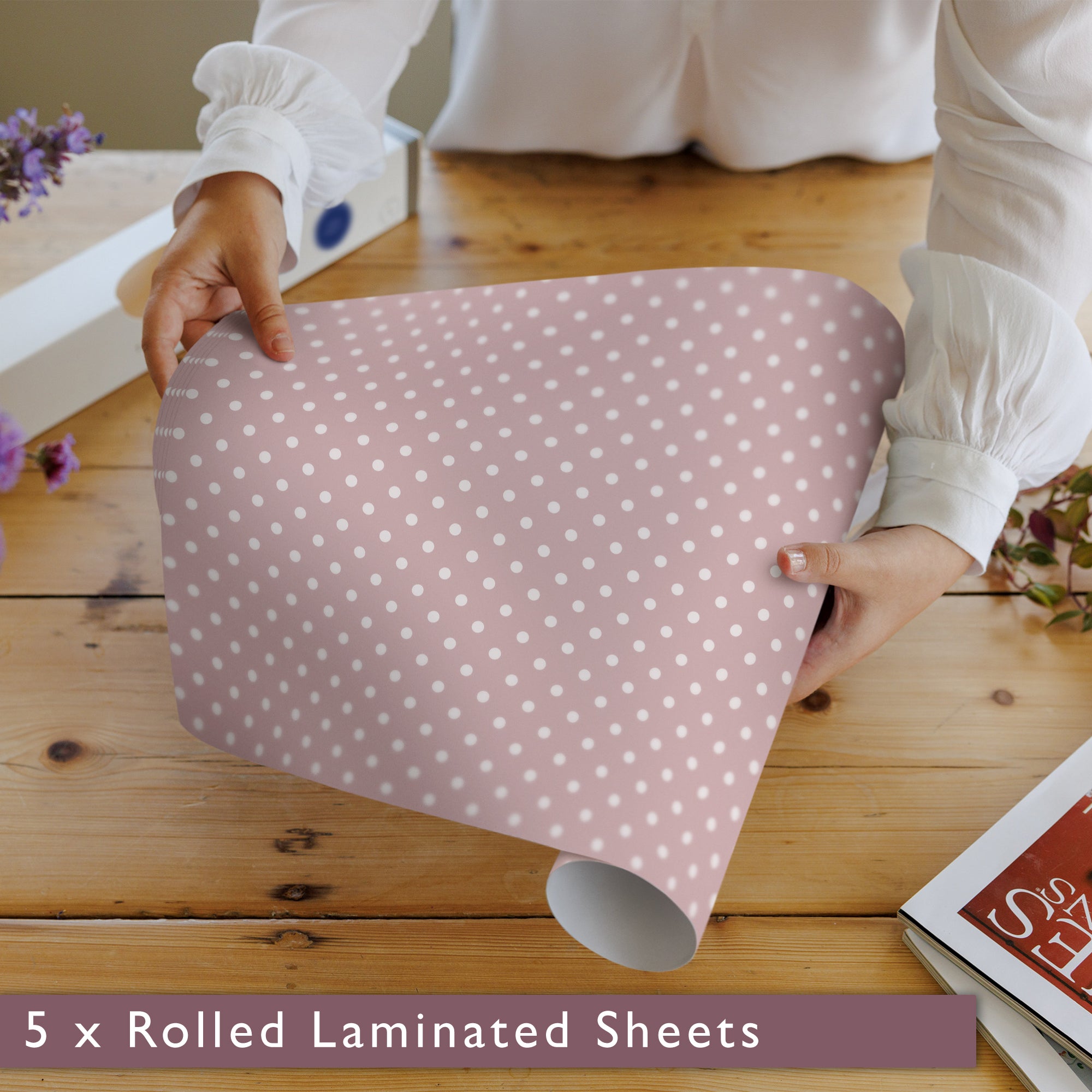 PINK POLKA DOT Wipe Clean & Unscented Drawer Liners