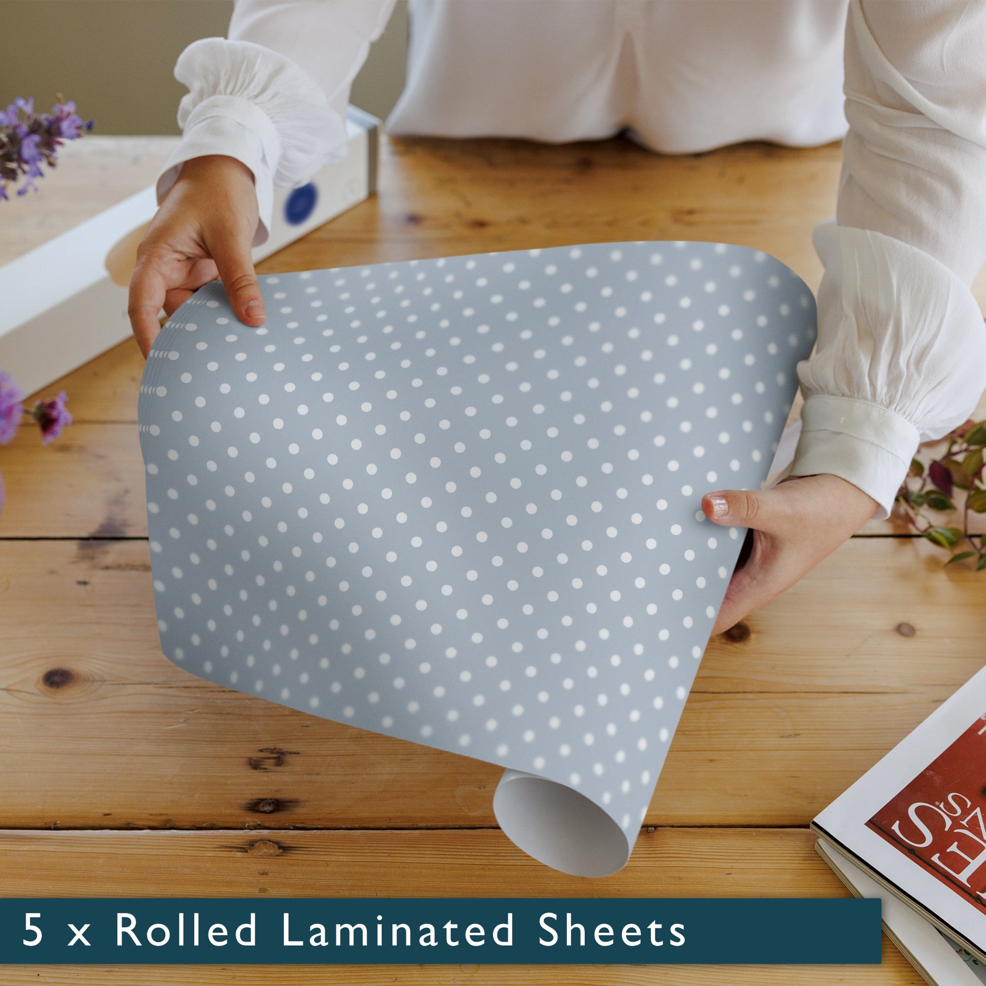 COOK'S BLUE POLKA DOT Wipe Clean & Unscented Drawer Liners - Wipe Clean Drawer Liners - The Master Herbalist