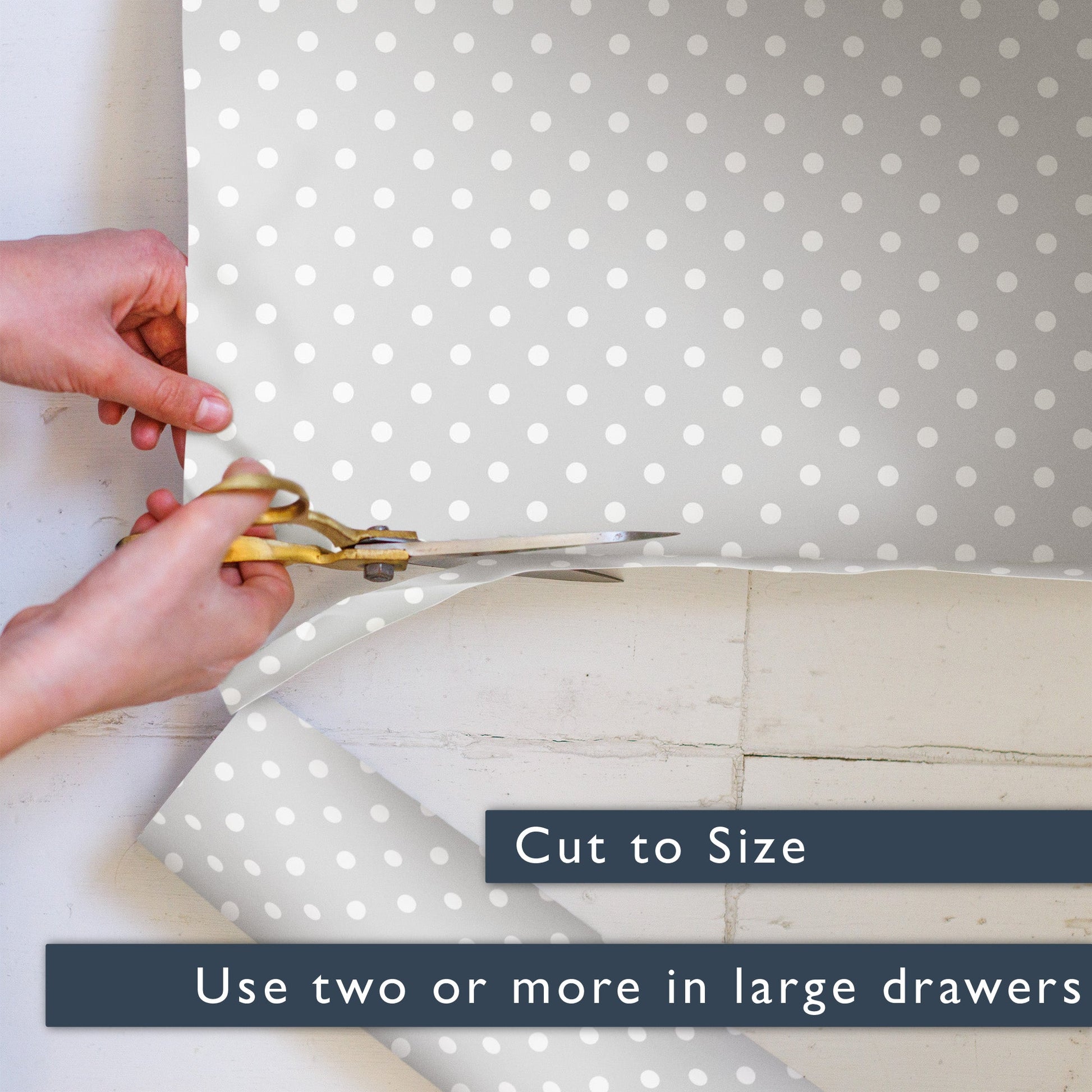 SOFT GREY POLKA DOT Wipe Clean & Unscented Drawer Liners - Wipe Clean Drawer Liners - The Master Herbalist