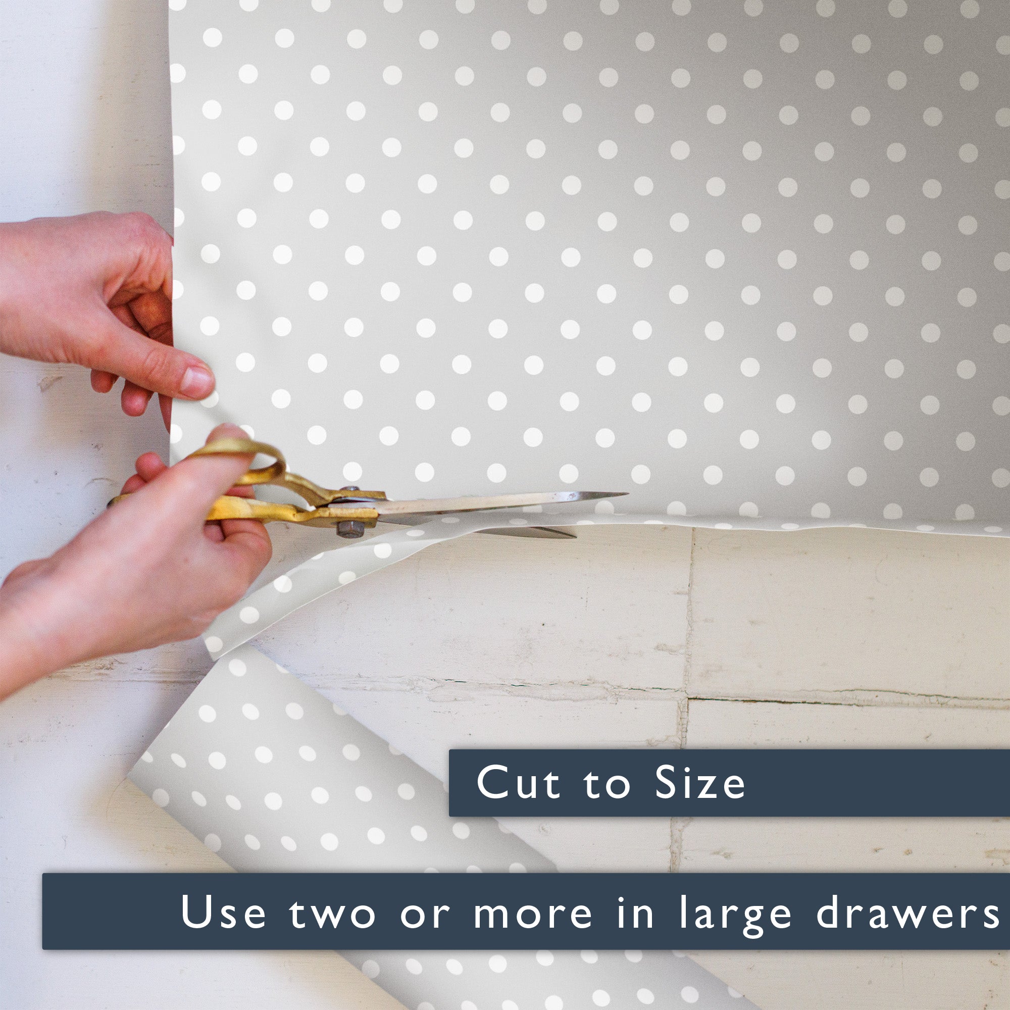 SOFT GREY POLKA DOT Wipe Clean & Unscented Drawer Liners