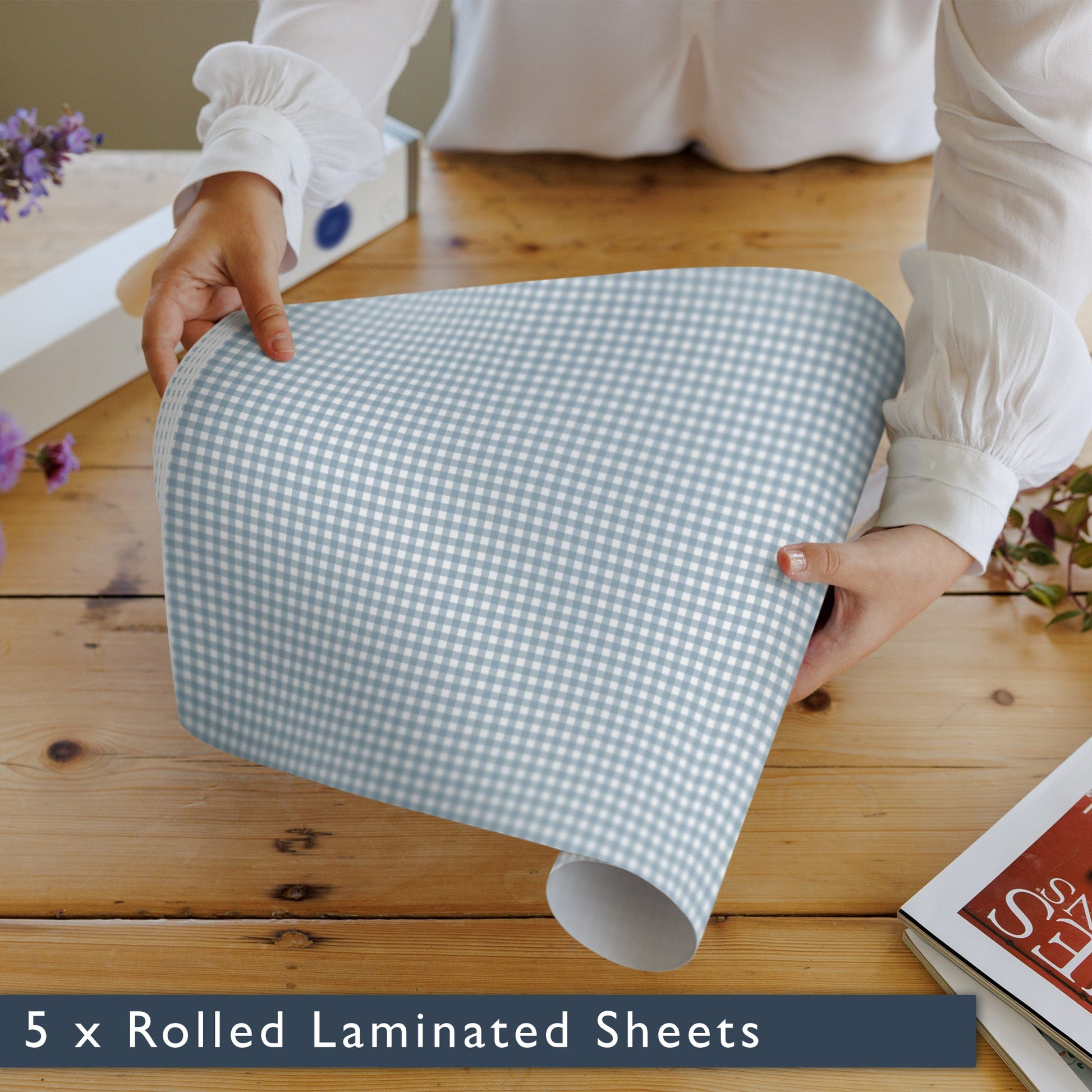 COOK'S BLUE GINGHAM Wipe Clean & Unscented Drawer Liners - Wipe Clean Drawer Liners - The Master Herbalist