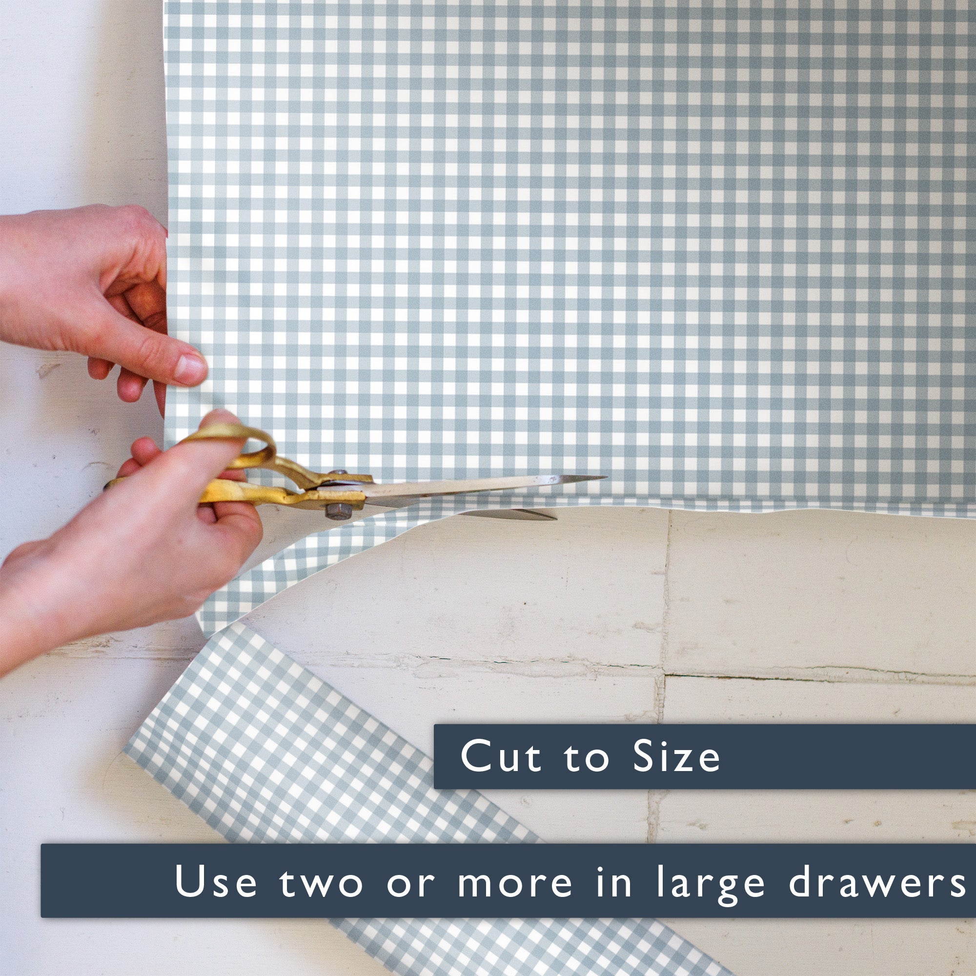 COOK'S BLUE GINGHAM Wipe Clean & Unscented Drawer Liners - Wipe Clean Drawer Liners - The Master Herbalist