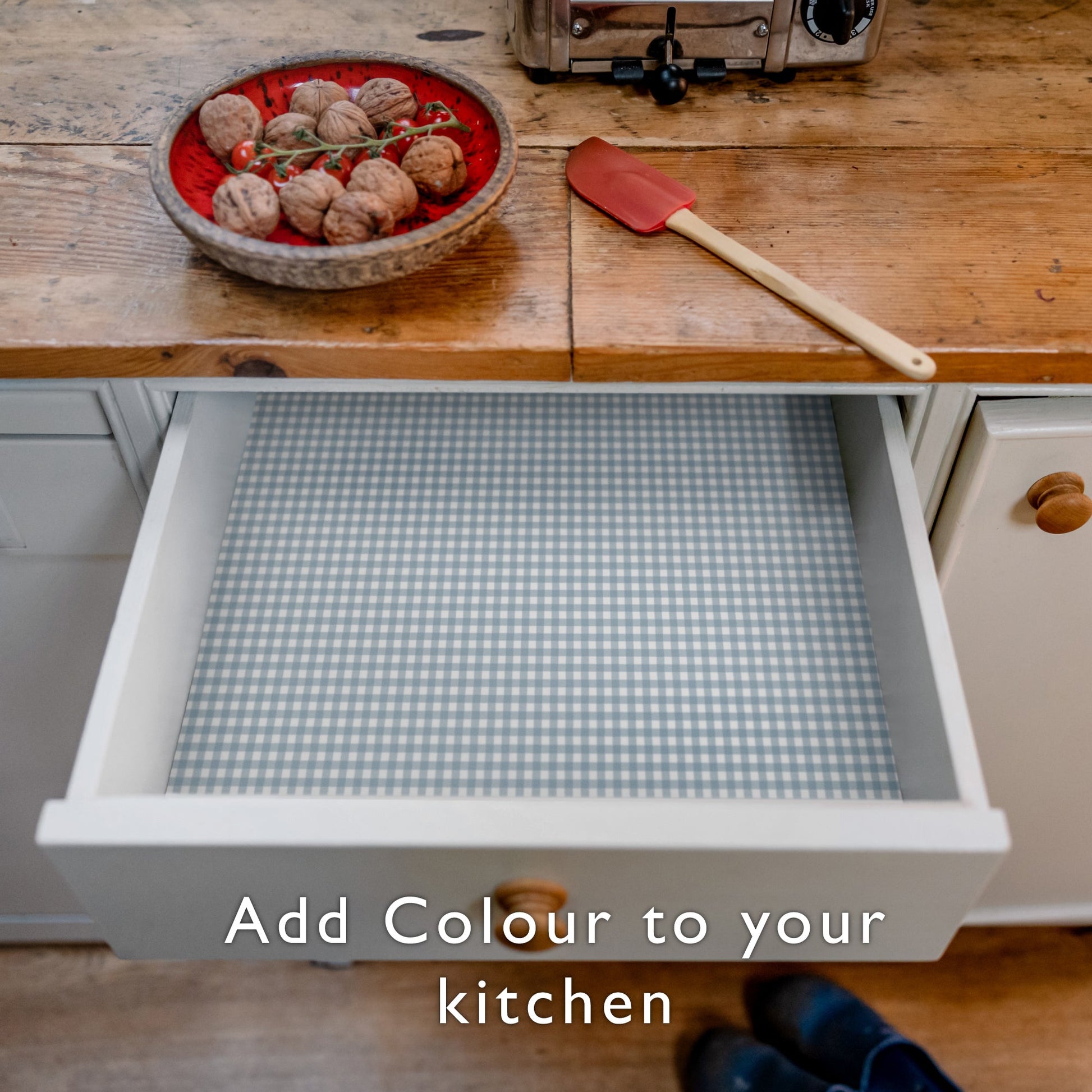 COOK'S BLUE GINGHAM Wipe Clean & Unscented Drawer Liners - Wipe Clean Drawer Liners - The Master Herbalist