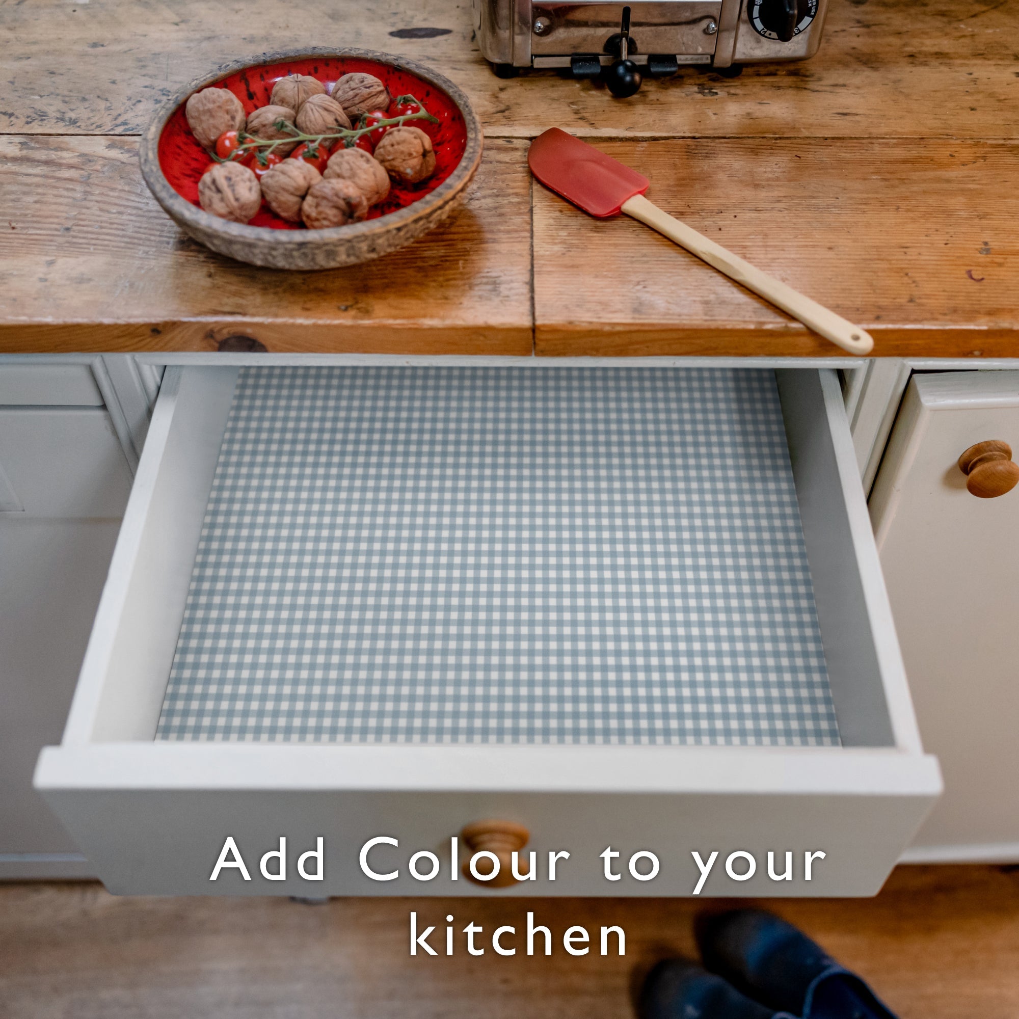 COOK'S BLUE GINGHAM Wipe Clean & Unscented Drawer Liners - Wipe Clean Drawer Liners - The Master Herbalist