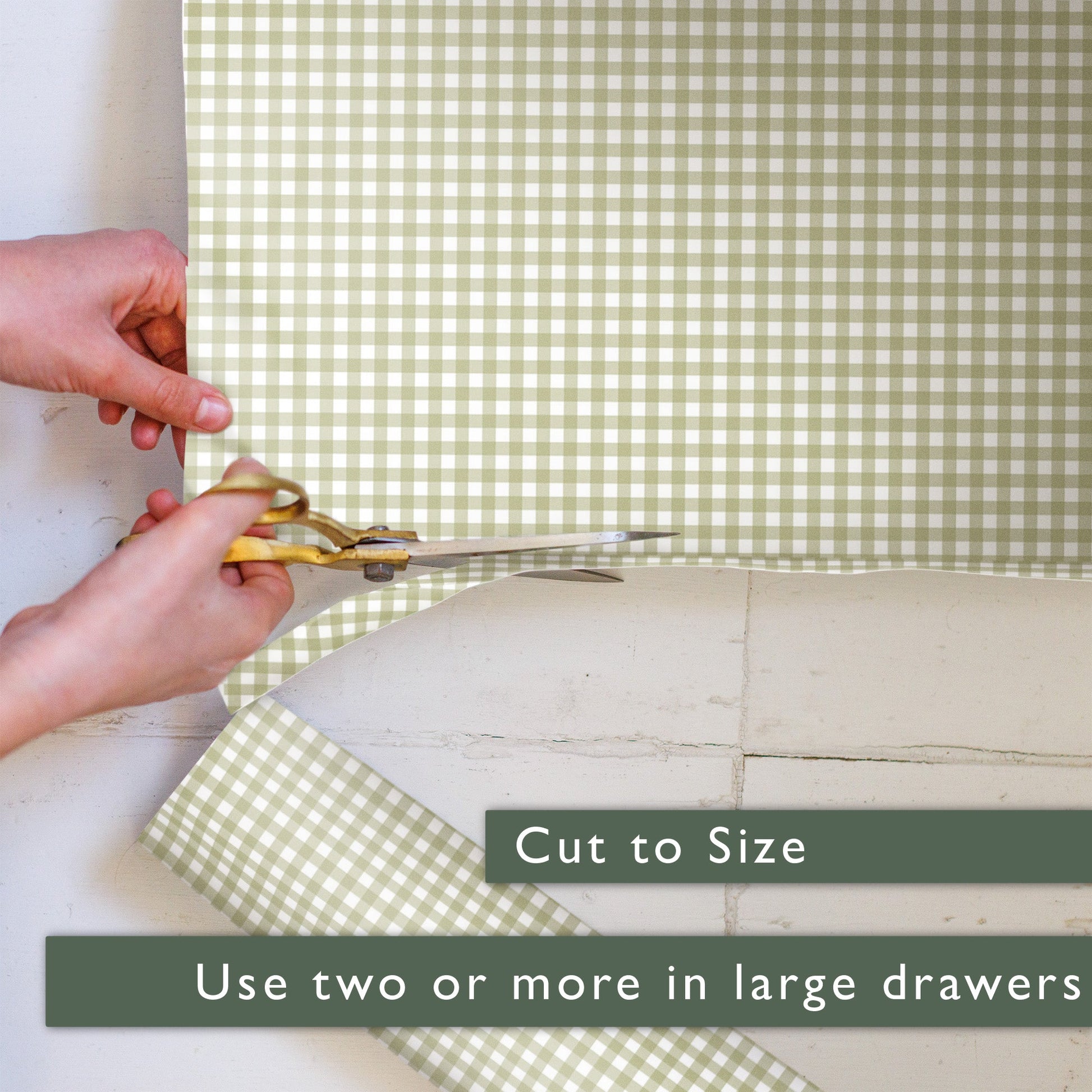 SAGE GREEN GINGHAM Wipe Clean & Unscented Drawer Liners - Wipe Clean Drawer Liners - The Master Herbalist