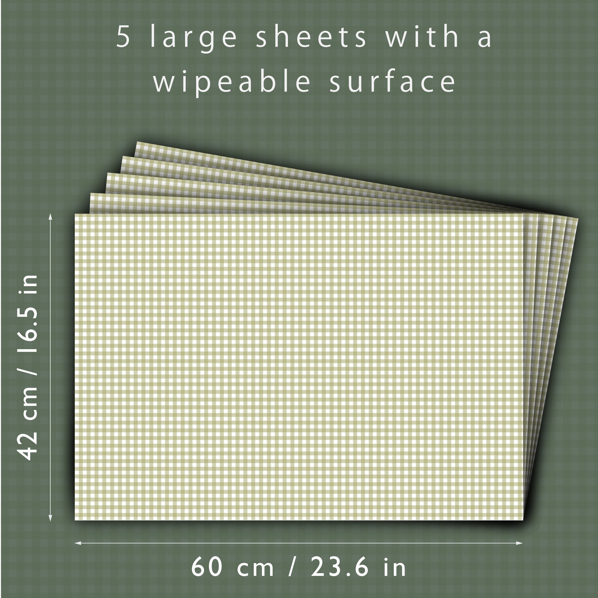 SAGE GREEN GINGHAM Wipe Clean & Unscented Drawer Liners
