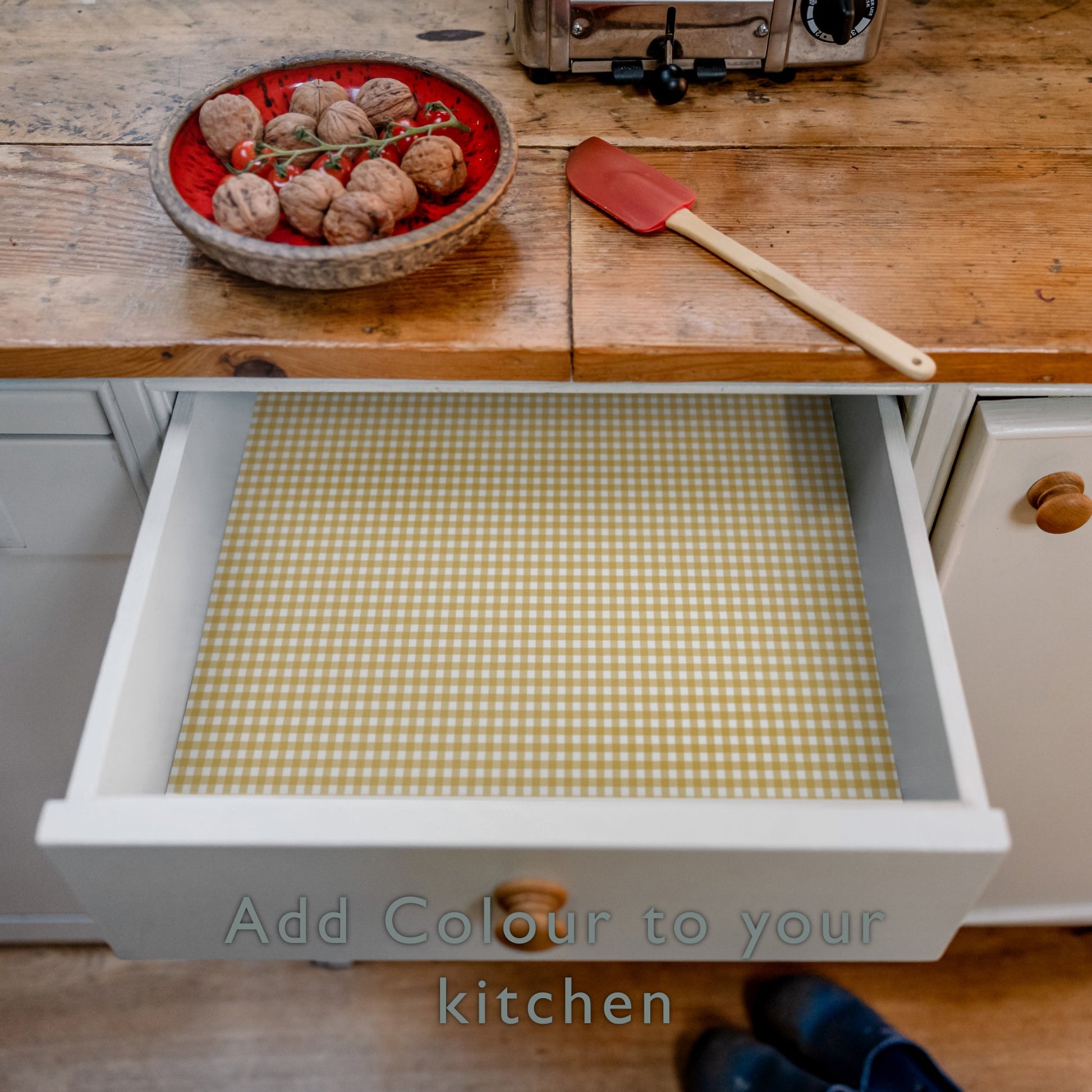 BARLEY GINGHAM Wipe Clean & Unscented Drawer Liners - Wipe Clean Drawer Liners - The Master Herbalist