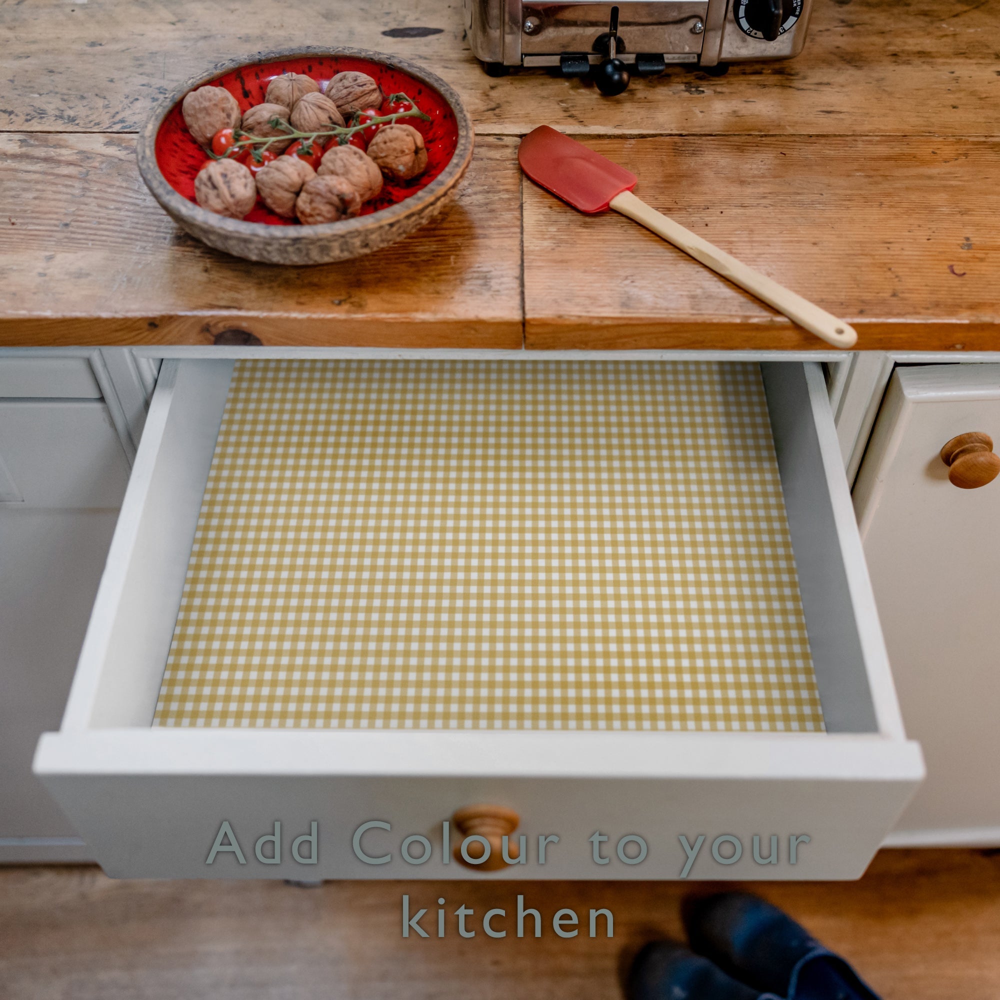 BARLEY GINGHAM Wipe Clean & Unscented Drawer Liners - Wipe Clean Drawer Liners - The Master Herbalist