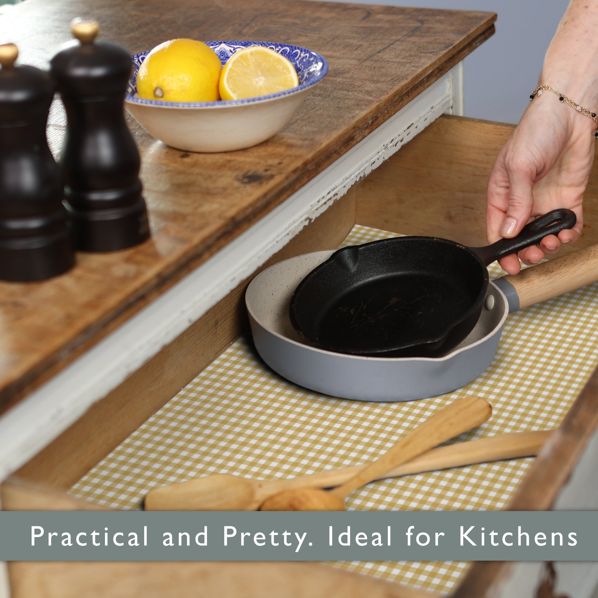 BARLEY GINGHAM Wipe Clean & Unscented Drawer Liners