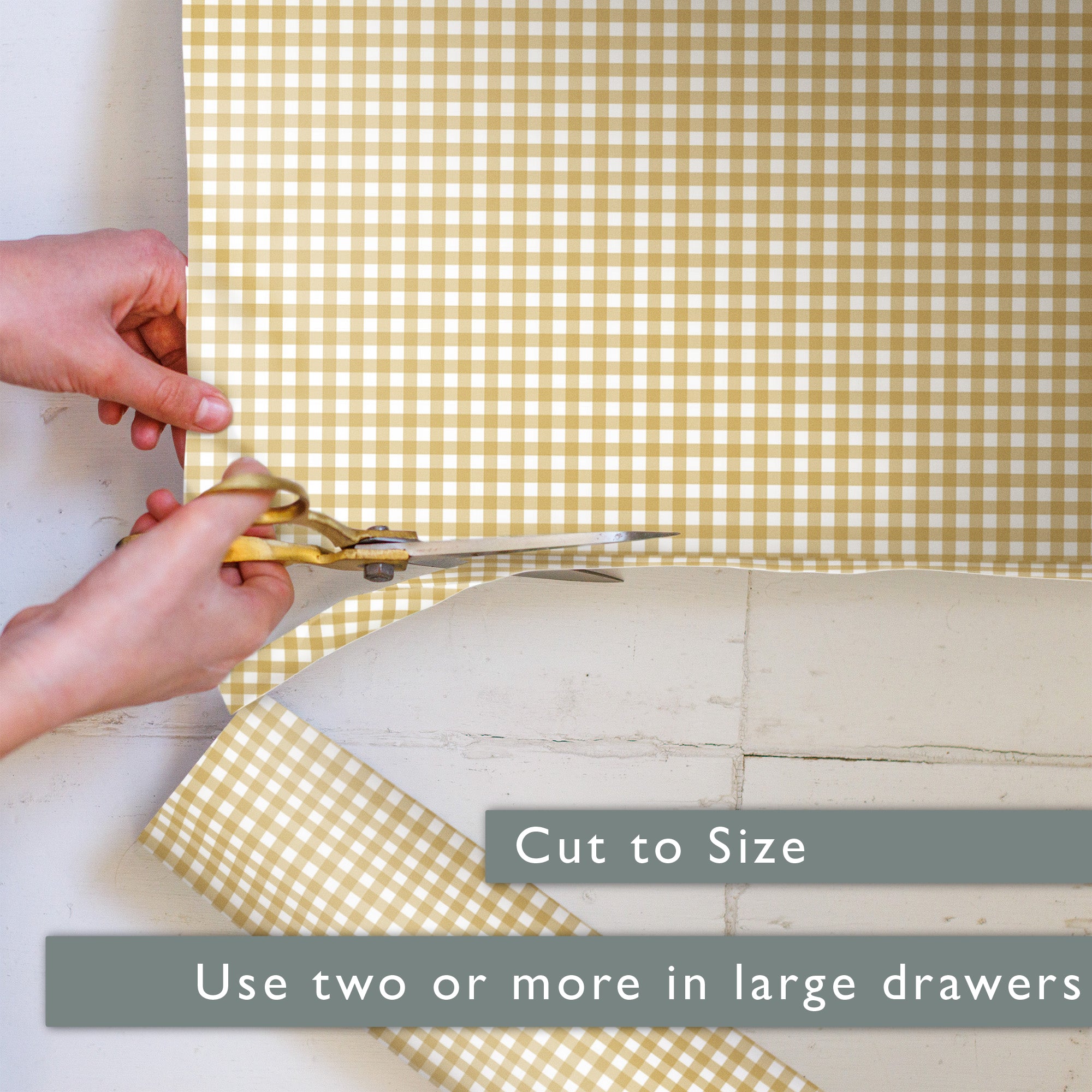 BARLEY GINGHAM Wipe Clean & Unscented Drawer Liners