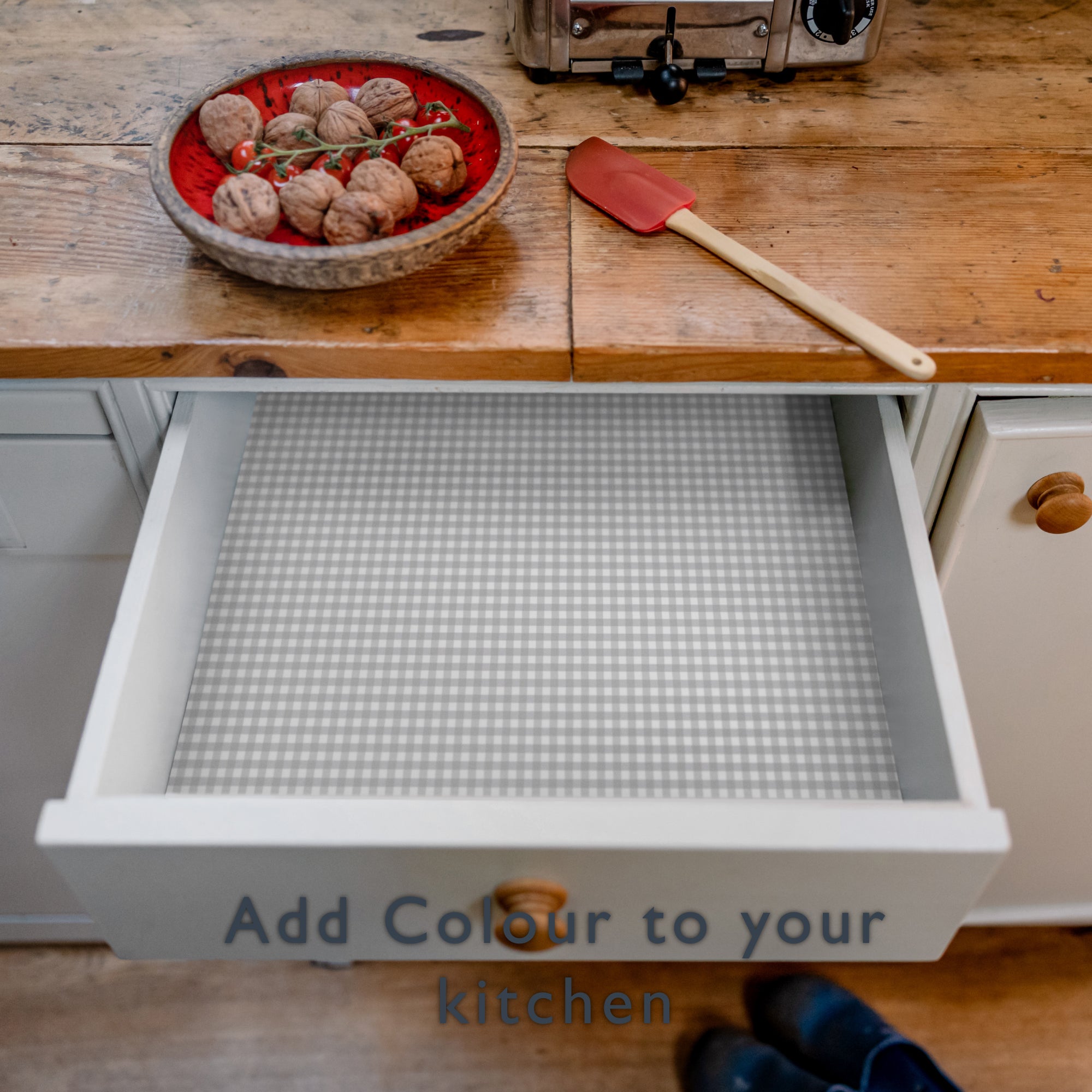 SOFT GREY GINGHAM Wipe Clean & Unscented Drawer Liners