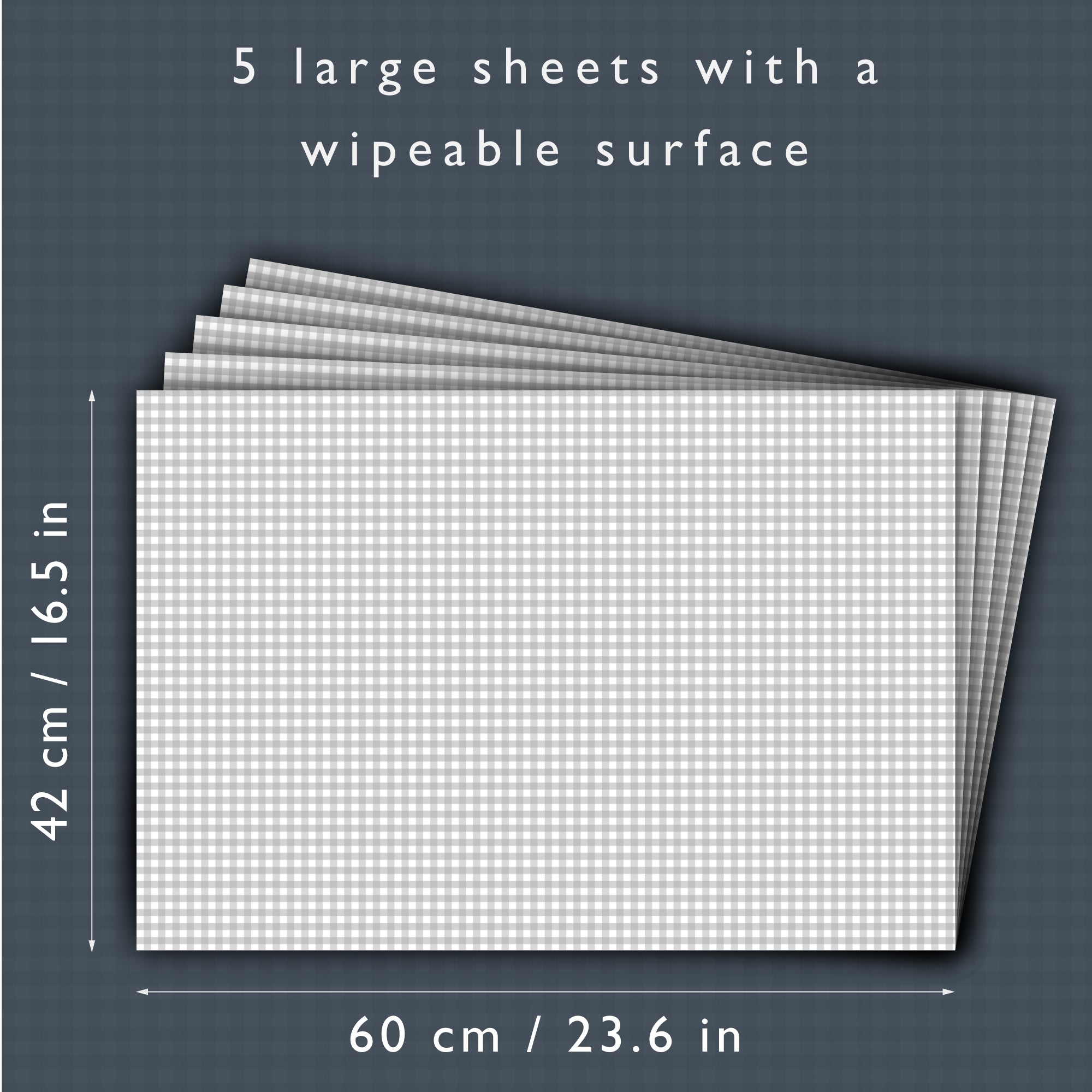 SOFT GREY GINGHAM Wipe Clean & Unscented Drawer Liners