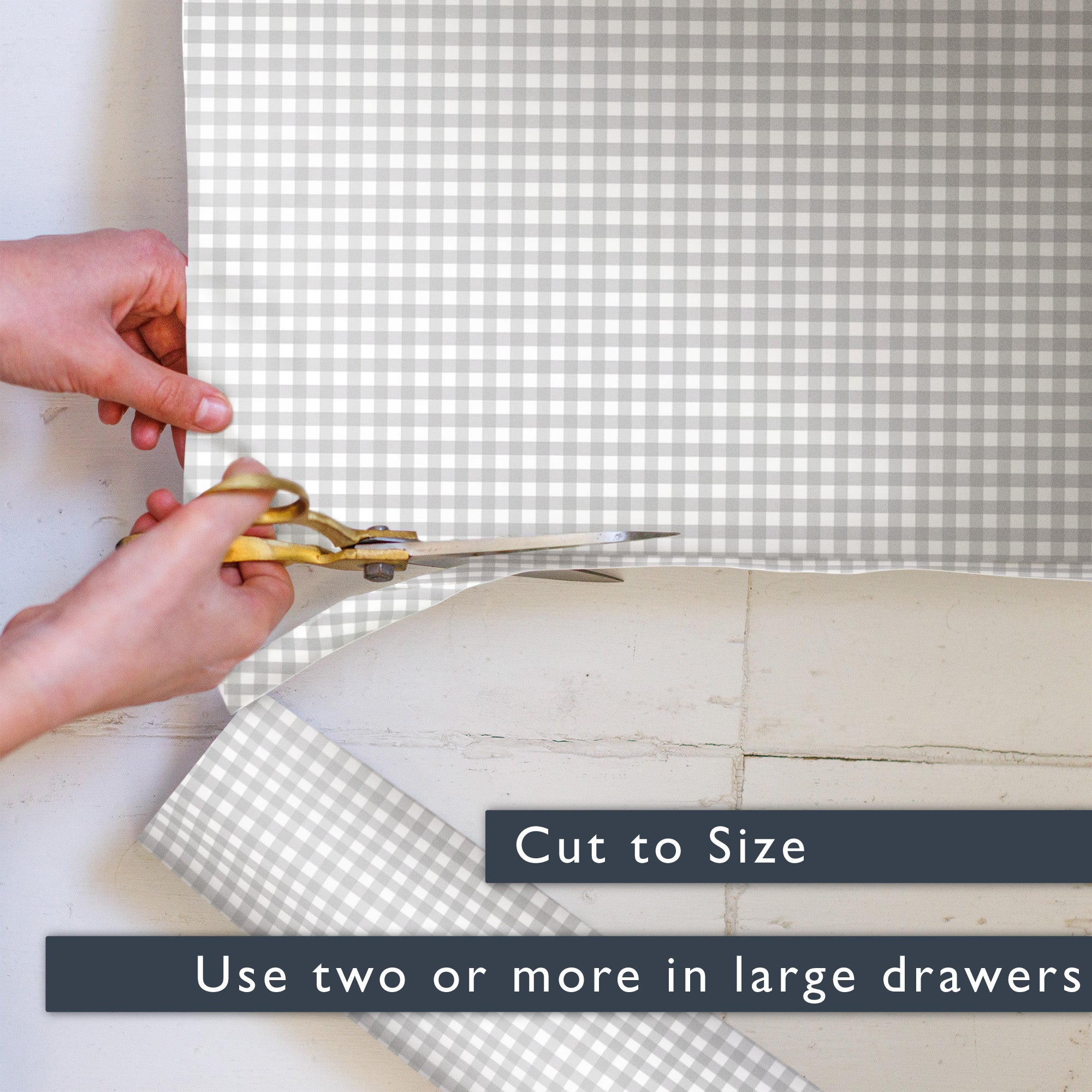 SOFT GREY GINGHAM Wipe Clean & Unscented Drawer Liners