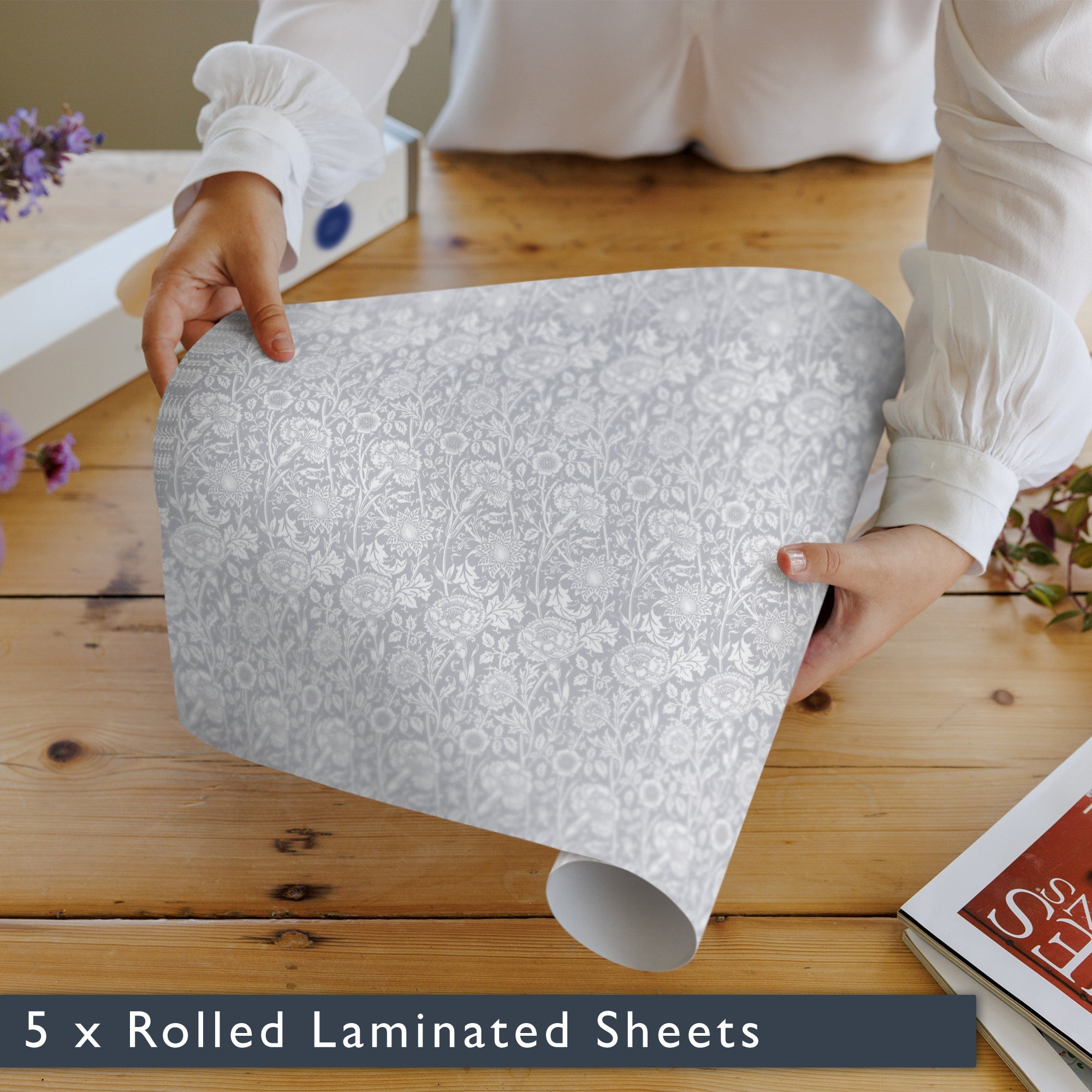 SOFT GREY William Morris Wipe Clean & Unscented Drawer Liners - Wipe Clean Drawer Liners - The Master Herbalist