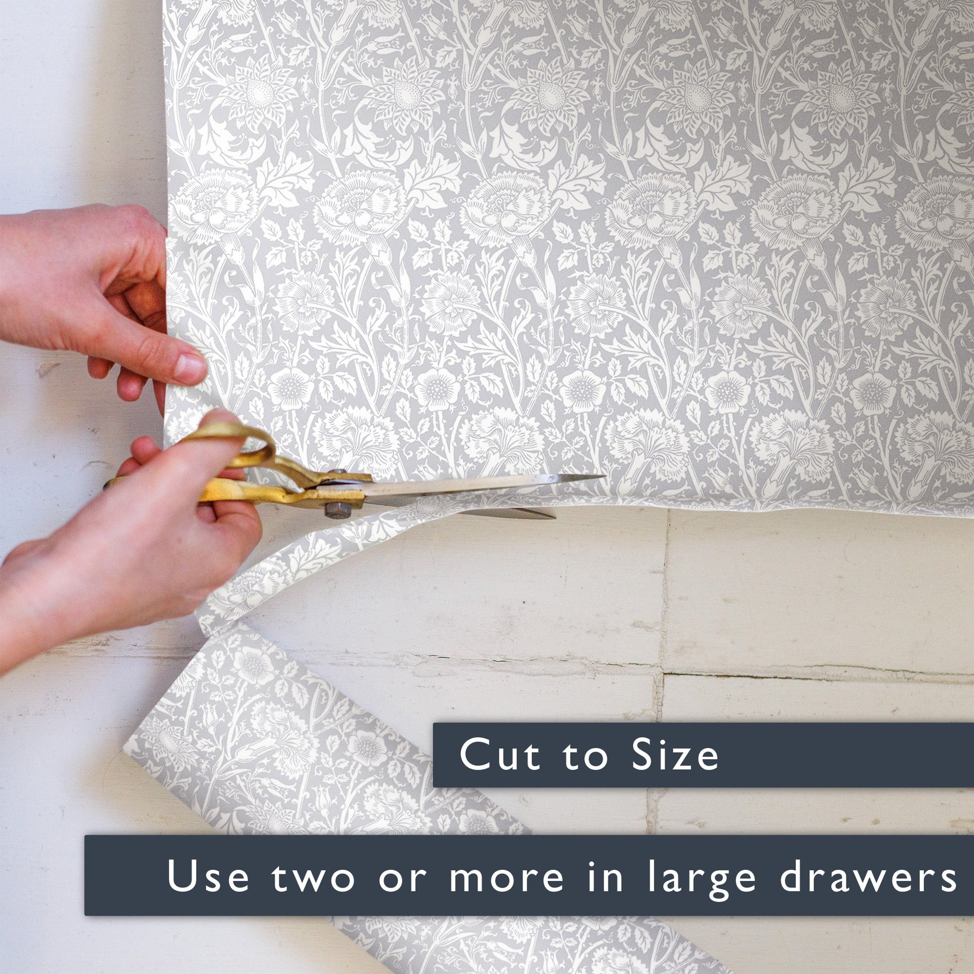 SOFT GREY William Morris Wipe Clean & Unscented Drawer Liners - Wipe Clean Drawer Liners - The Master Herbalist