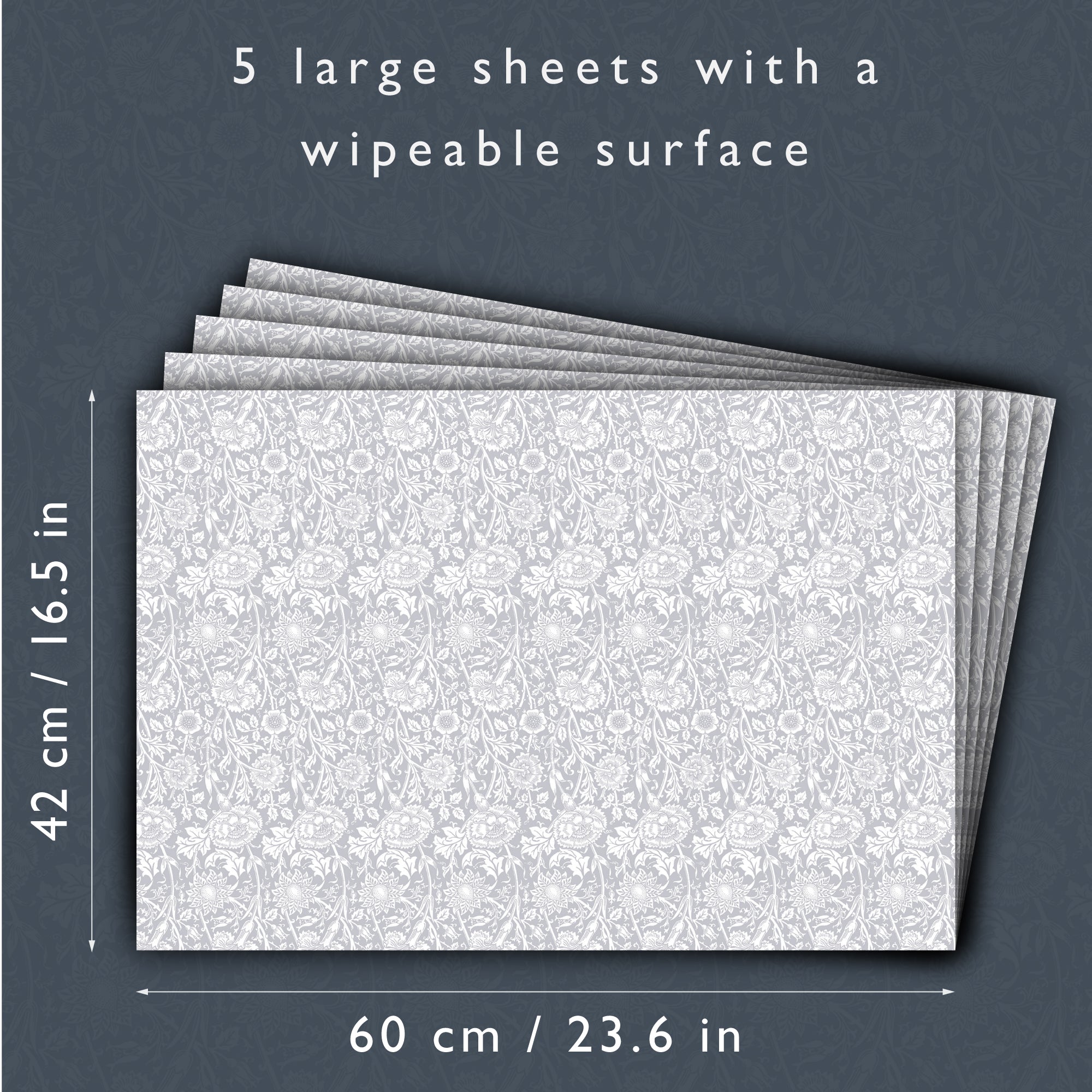 SOFT GREY William Morris Wipe Clean & Unscented Drawer Liners