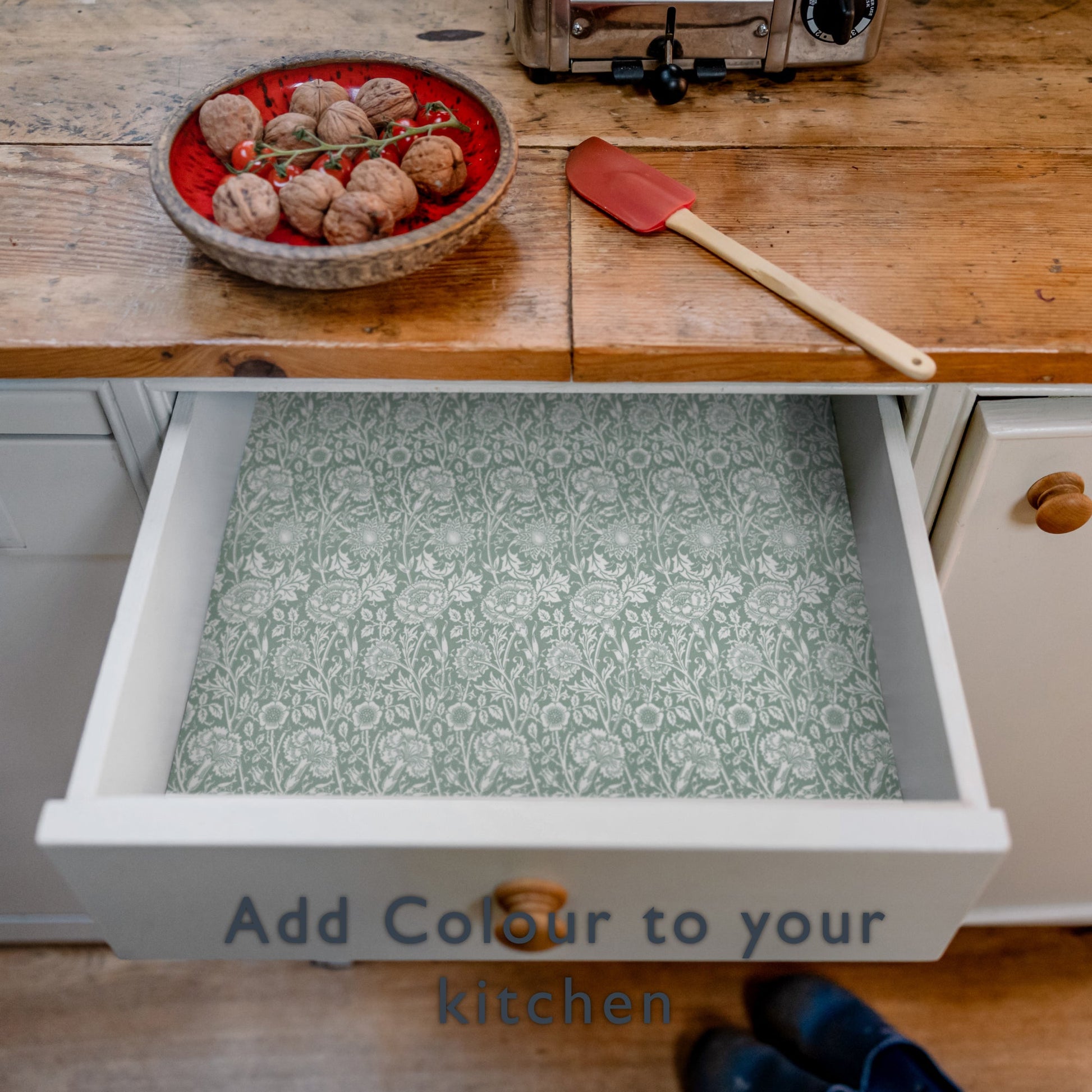 DUCK EGG BLUE William Morris Wipe Clean & Unscented Drawer Liners - Wipe Clean Drawer Liners - The Master Herbalist
