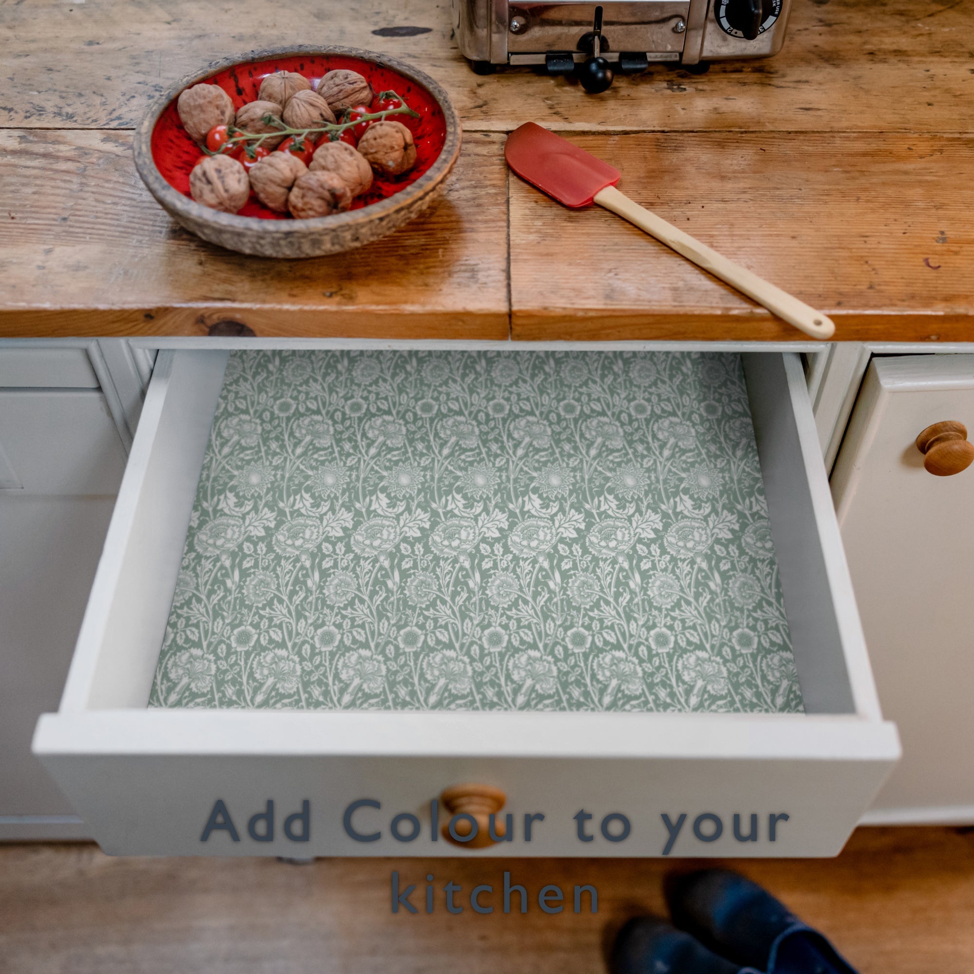 DUCK EGG BLUE William Morris Wipe Clean & Unscented Drawer Liners - Wipe Clean Drawer Liners - The Master Herbalist