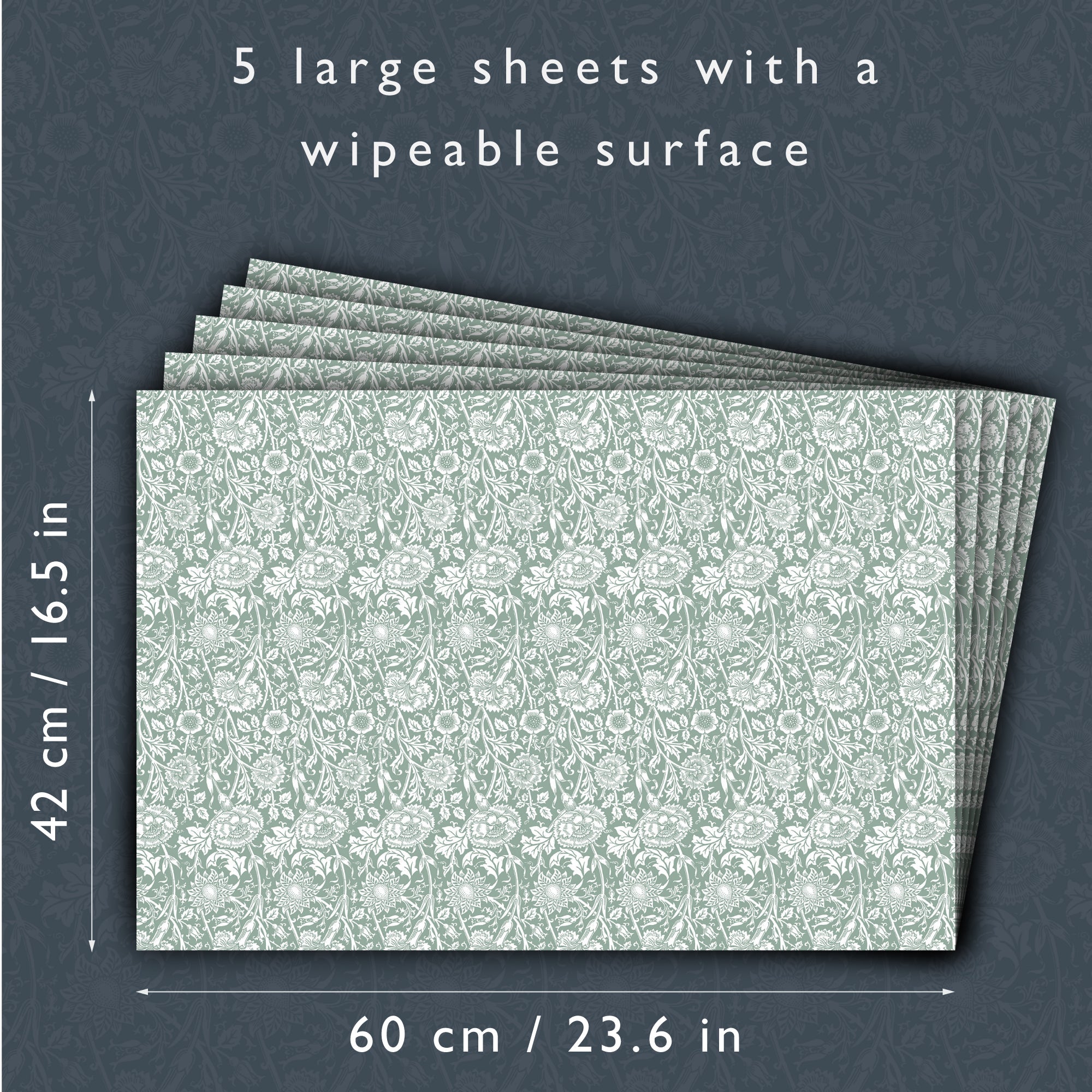 DUCK EGG BLUE William Morris Wipe Clean & Unscented Drawer Liners - Wipe Clean Drawer Liners - The Master Herbalist