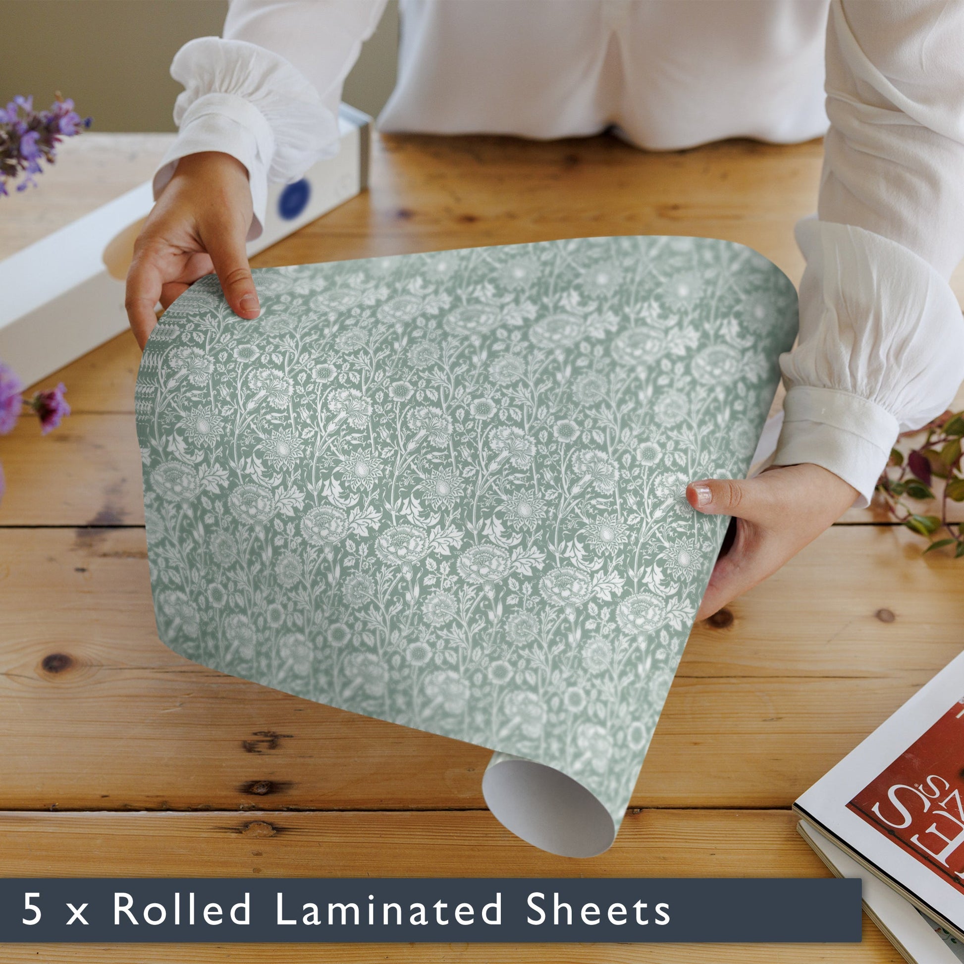 DUCK EGG BLUE William Morris Wipe Clean & Unscented Drawer Liners - Wipe Clean Drawer Liners - The Master Herbalist