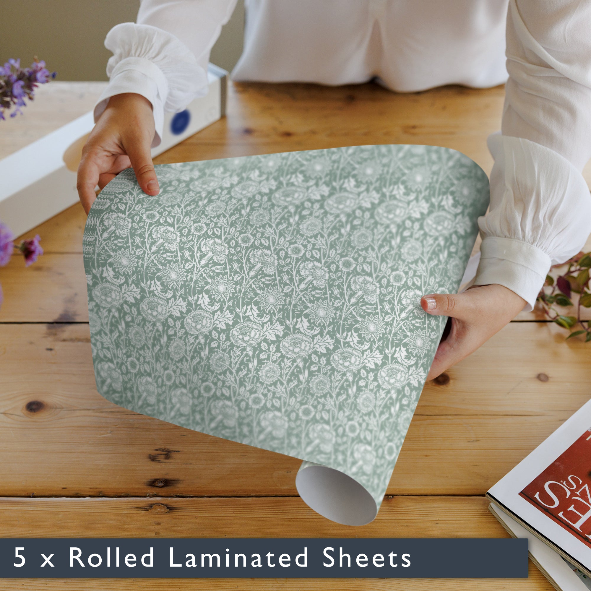 DUCK EGG BLUE William Morris Wipe Clean & Unscented Drawer Liners
