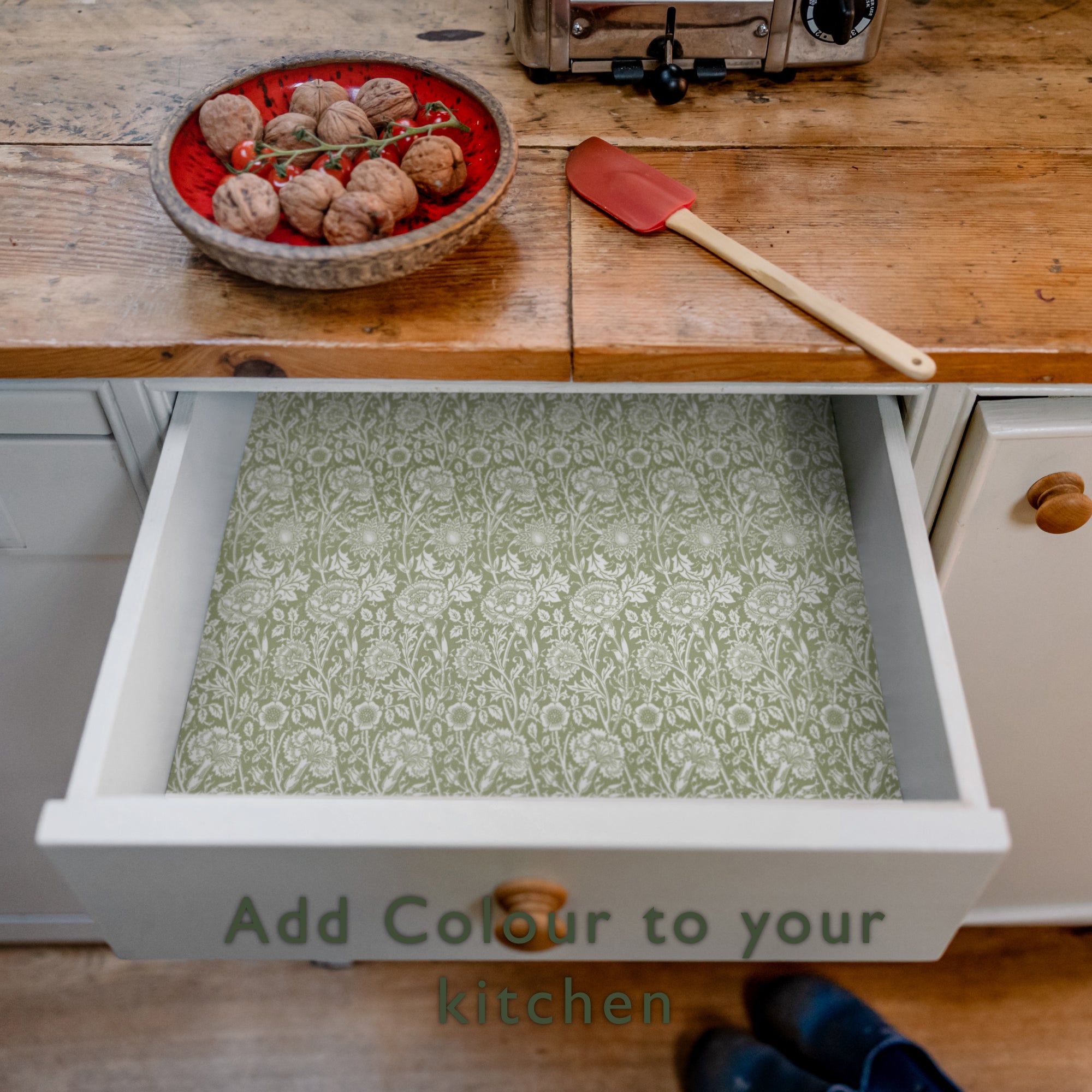 SAGE GREEN William Morris Wipe Clean & Unscented Drawer Liners