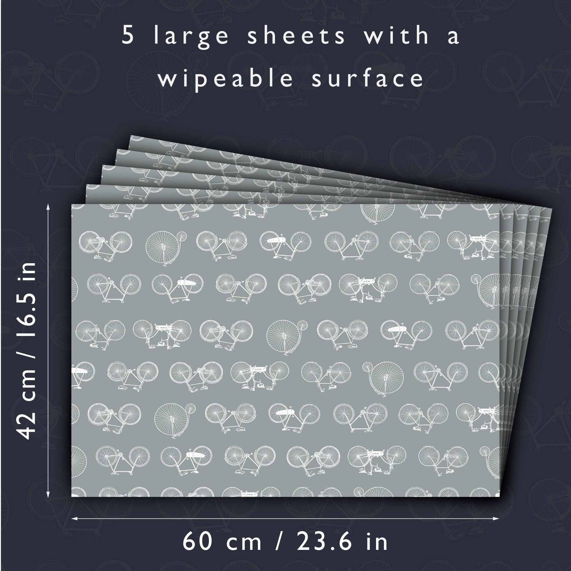 BICYCLE Design on DUSK BLUE Wipe Clean & Unscented Drawer Liners - Wipe Clean Drawer Liners - The Master Herbalist