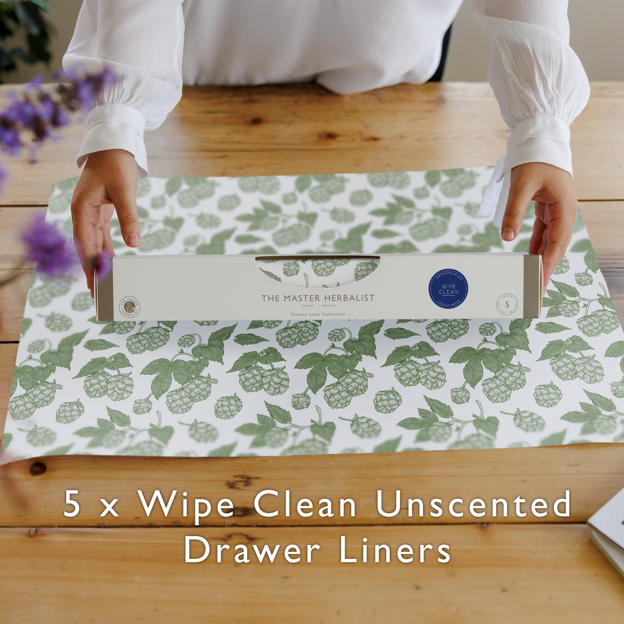 GREEN HOPS Wipe Clean & Unscented Drawer Liners - Wipe Clean Drawer Liners - The Master Herbalist