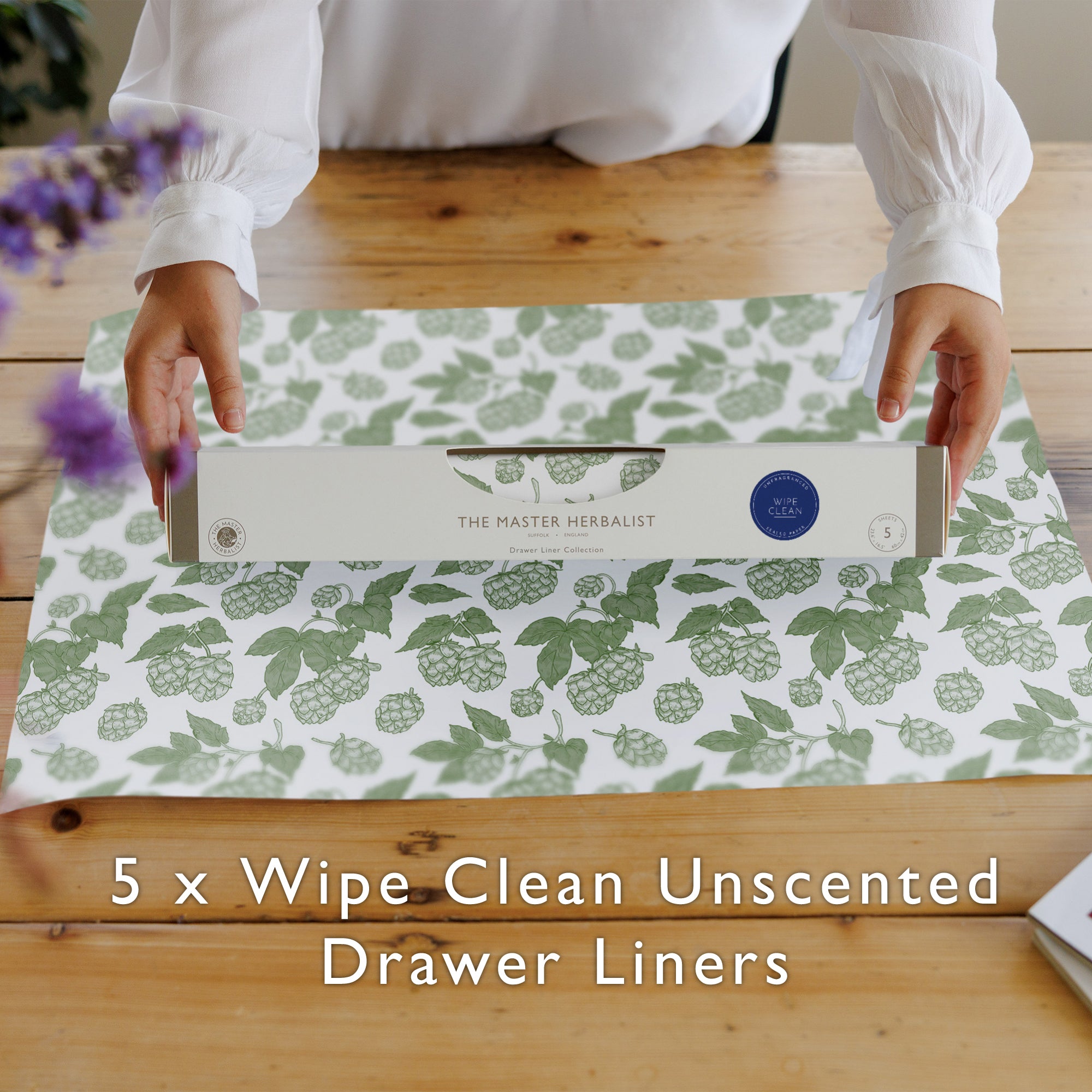 GREEN HOPS Wipe Clean & Unscented Drawer Liners