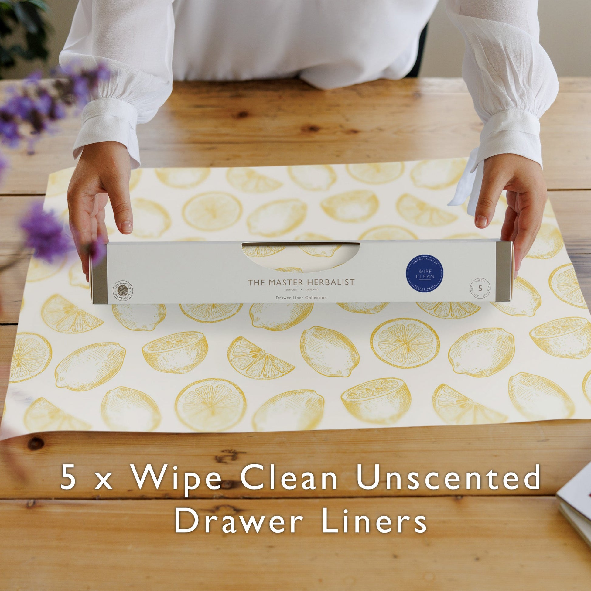 YELLOW LEMONS Wipe Clean & Unscented Drawer Liners - Wipe Clean Drawer Liners - The Master Herbalist